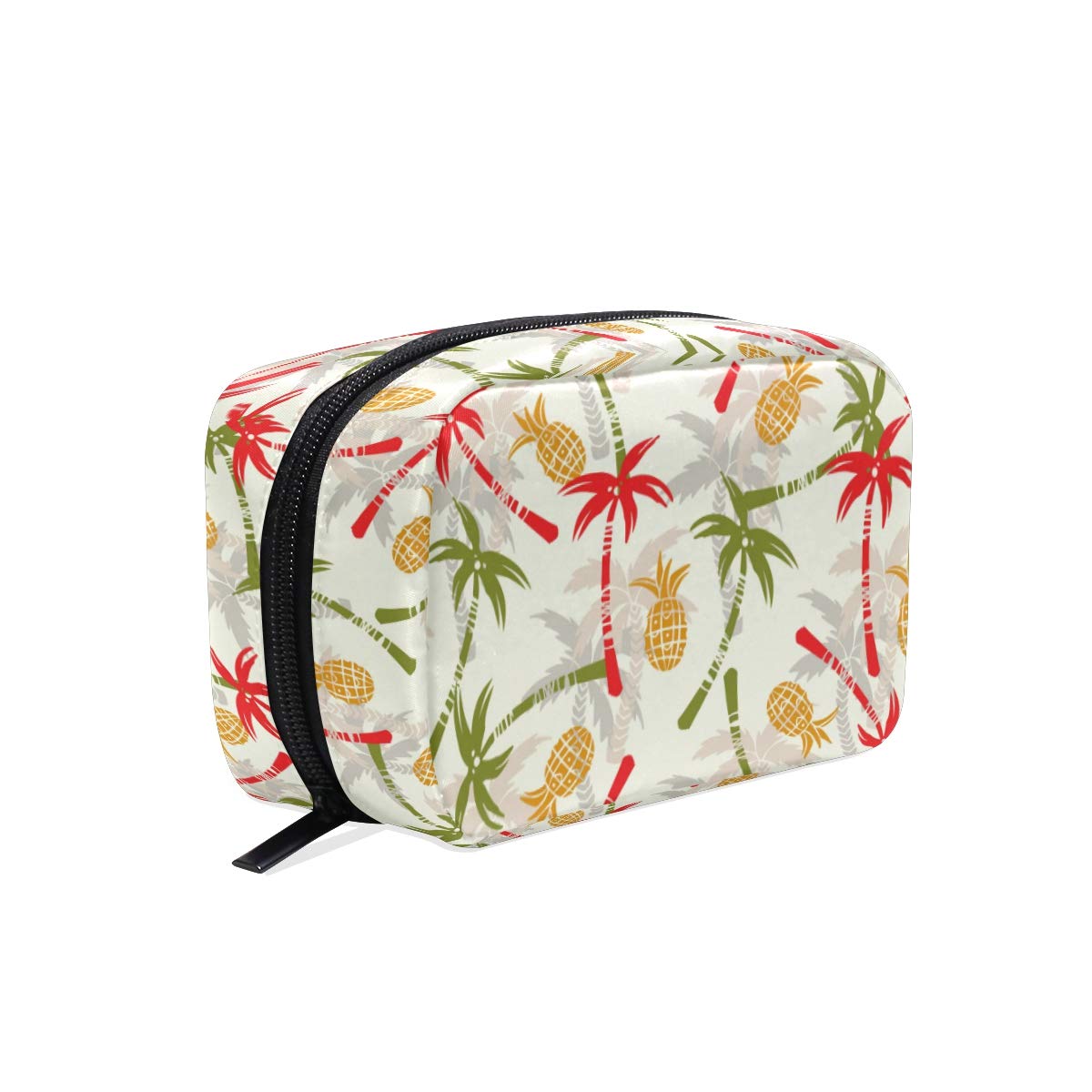 MOYYO Tropical Coconut Palm Trees & Pineapples Makeup Bag - Portable Cosmetic Organizer for Women & Girls, Lightweight Travel Toiletry Bag for Vacation, Beach, Pool & Gym