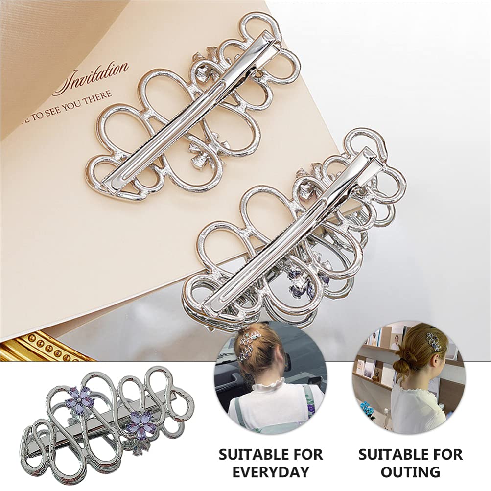 Beaupretty Purple Rhinestone Flower Vine Hair Clip for Women - Elegant Side Hair Pin Barrettes for Party, Wedding & Special Occasions - Hair Styling Accessories for Ladies