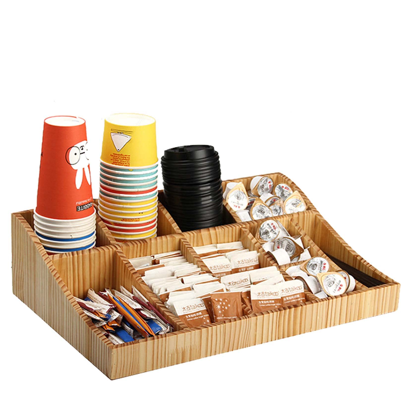 CARWERL Multifunctional Coffee Shop Countertop Organizer - Cup & Lid Holder Dispenser, Coffee Accessories Storage Box for Disposable Cups - Perfect for Coffee Stations, Cafés & Home Baristas