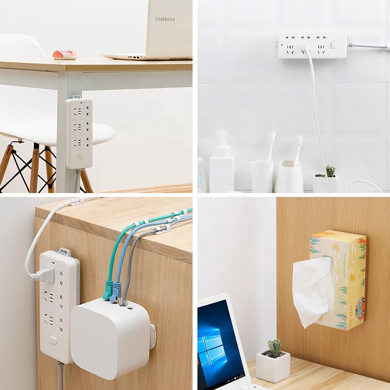 Wall Mounted Rotatable Extension Socket Plug Holder - Cable Management Organizer for Home, Office & Workshop - Power Outlet Organizer with 360° Rotation