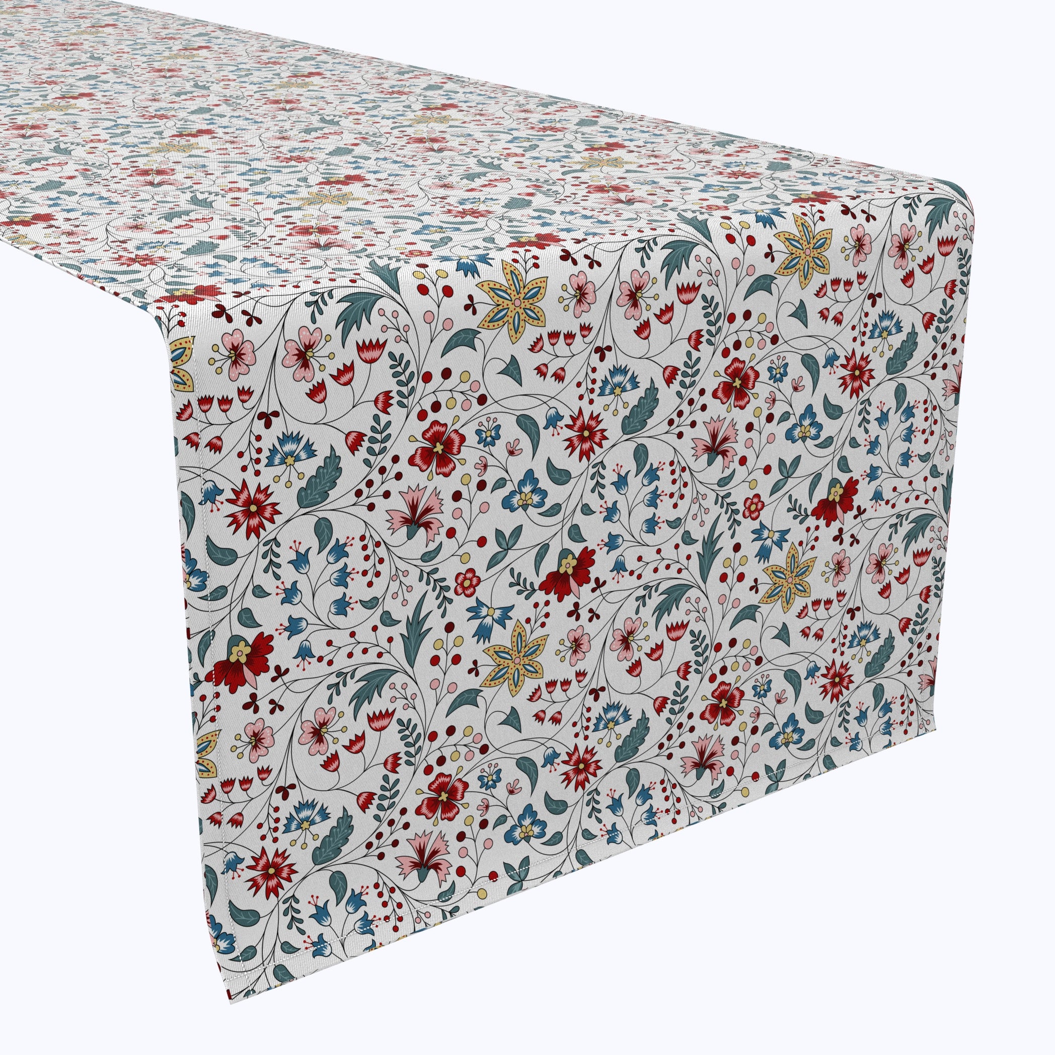 Elegant Botanical Doodles Table Runners - Floral Printed Dining Table Decor for Wedding, Party & Home Decor - Perfect for Spring, Summer & Holiday Celebrations