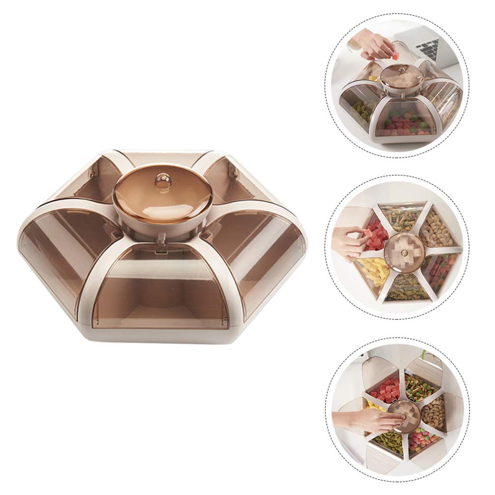 Lotus-Shaped Snack Storage Tray with Lid - Creative Candy & Dry Fruit Container for Desktop, Party, Office, and Home Organization - BPA-Free Plastic Snack Plate for Nuts, Chocolates, and Treats