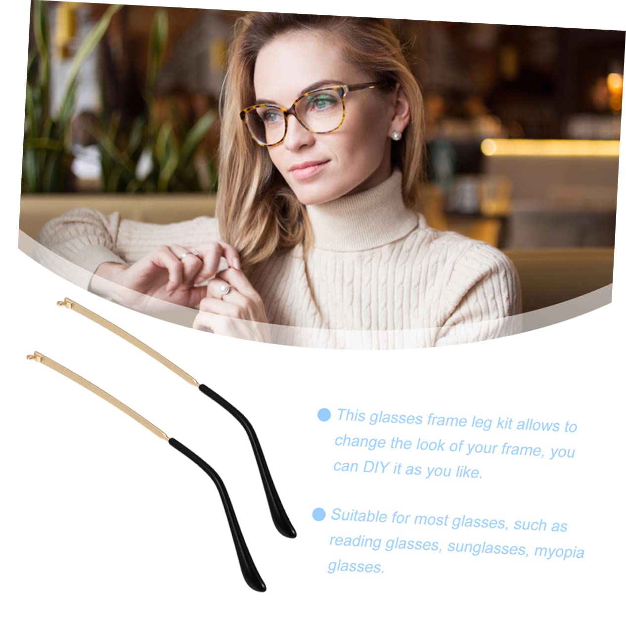 PLAFOPE 2 Pairs Glasses Temple Replacement Arms - Metal Frame Repair Parts for Eyeglasses Accessories | Perfect for Broken Glasses Repair & DIY Eyewear Maintenance