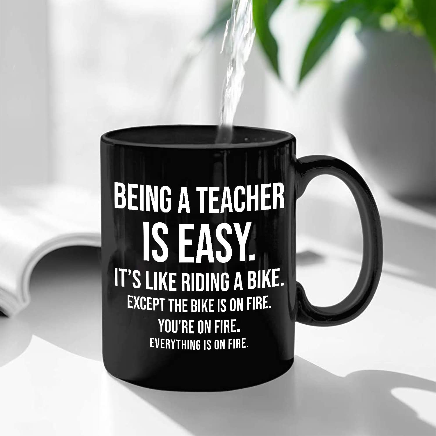 Funny Teacher Coffee Mug - 11oz or 15oz Ceramic Cup with 'Being A Teacher Is Easy' Sarcastic Design - Perfect Teacher Appreciation Gift, Back to School Present & Humorous Office Desk Accessory for Educators