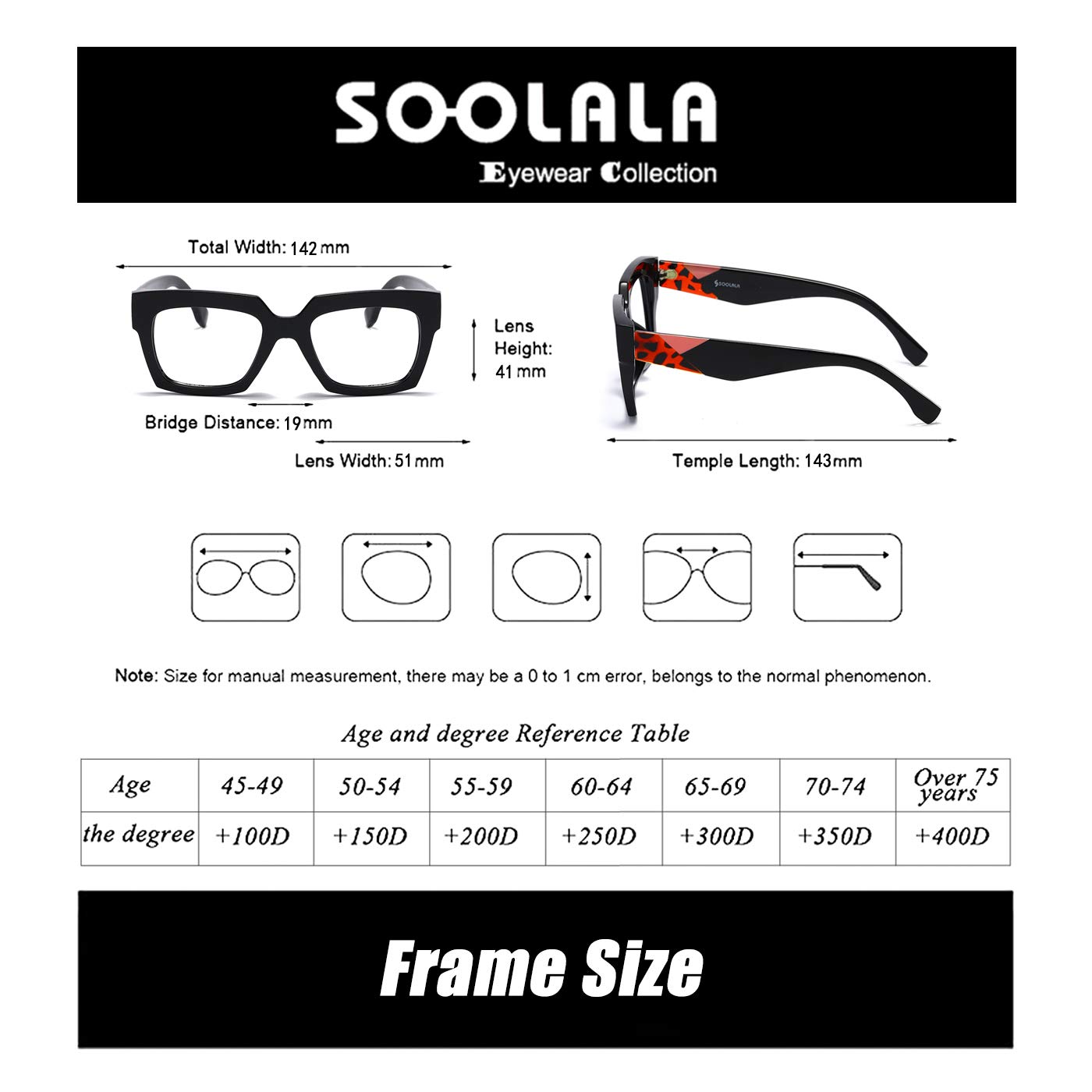 SOOLALA Blue Light Blocking Reading Glasses - Square Frame with Leopard Print Arms - Reduce Eye Strain for Computer Work, Reading & Gaming