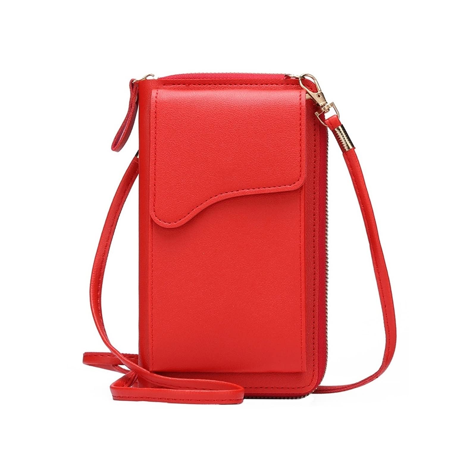 Stylish Red Leather Crossbody Bag for Women - Small Shoulder Purse with Phone Pocket (11x18.5cm) - Perfect for Daily Use, Travel & Shopping