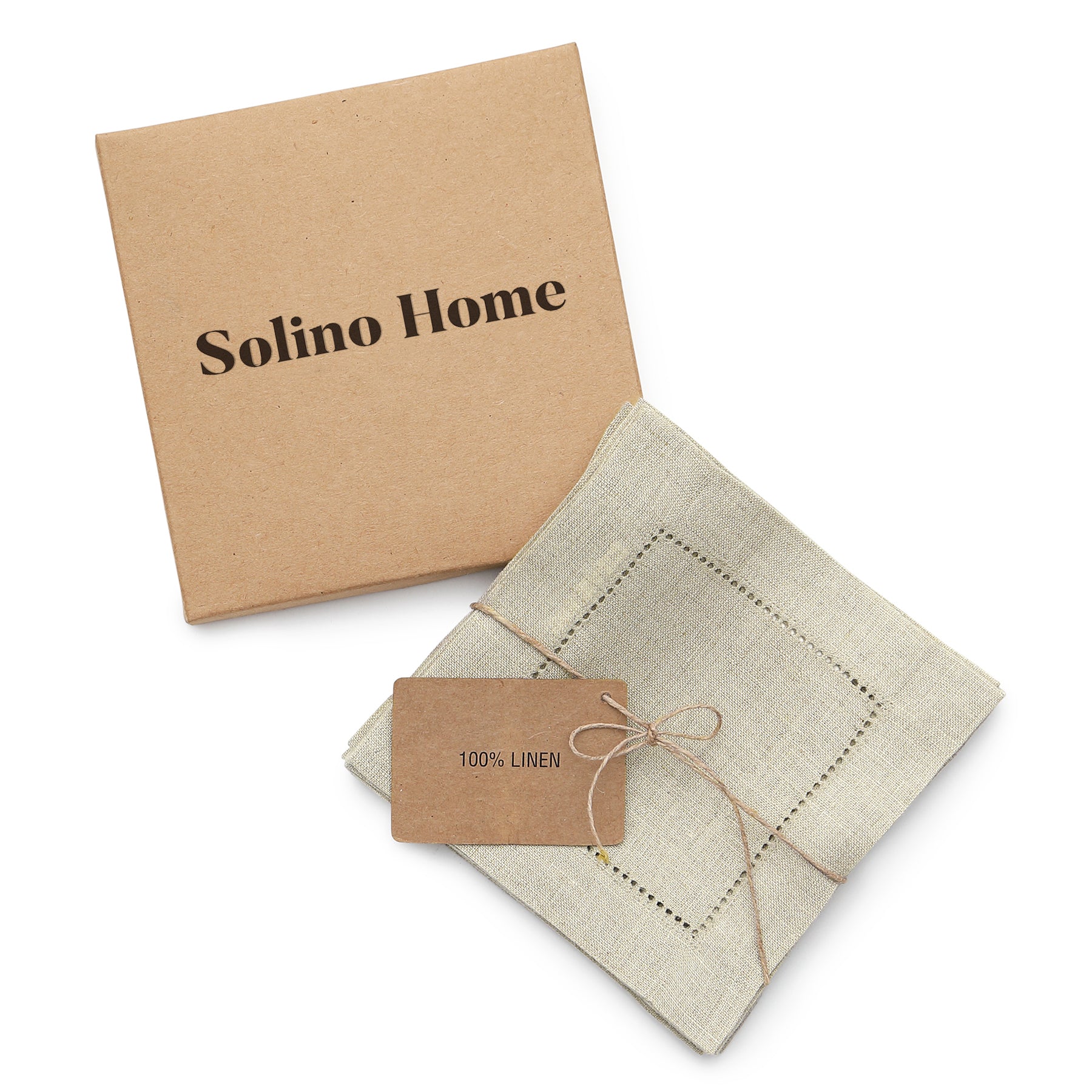 Premium Classic Hemstitch Cocktail Napkins - Set of 12 White Linen Napkins for Parties, Weddings & Formal Dining - Elegant Drink Coasters for Home Bar & Dinner Table Decor