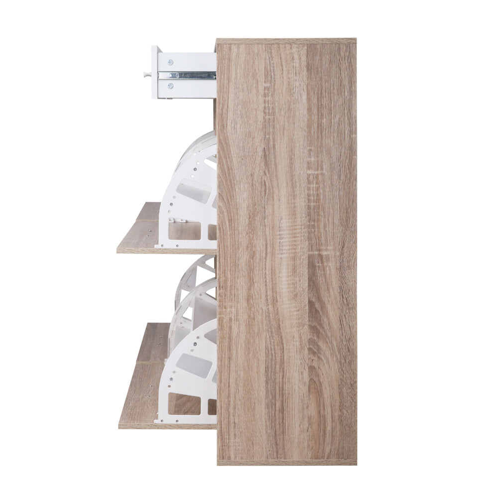 2-Tier Wooden Shoe Storage Cabinet - Space Saving Shoe Organizer for Entryway, Closet & Bedroom