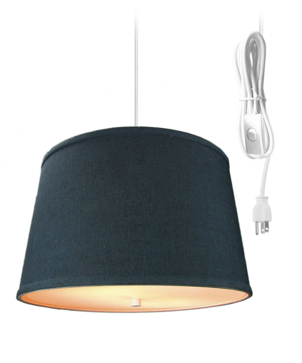10W 2-Light Plug-In Pendant Light with White Cord - Textured Slate Blue Shade & Diffuser for Kitchen Island, Dining Room or Bedroom Lighting