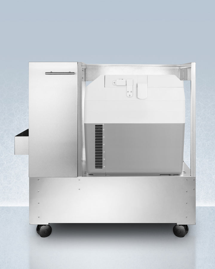 Accucold SPRF36LCART Stainless Steel Rolling Cart with Portable Refrigerator & Freezer - Perfect for Outdoor Camping, Tailgating, and Home Kitchen Use