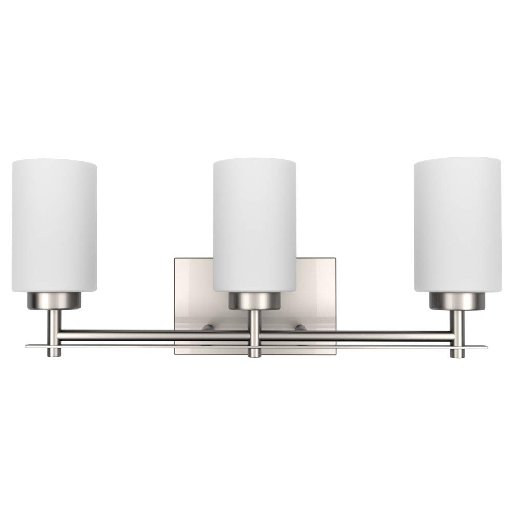 Vintage Brushed Nickel Bathroom Vanity Light - 3-Light Industrial Fixture for Bath & Powder Rooms