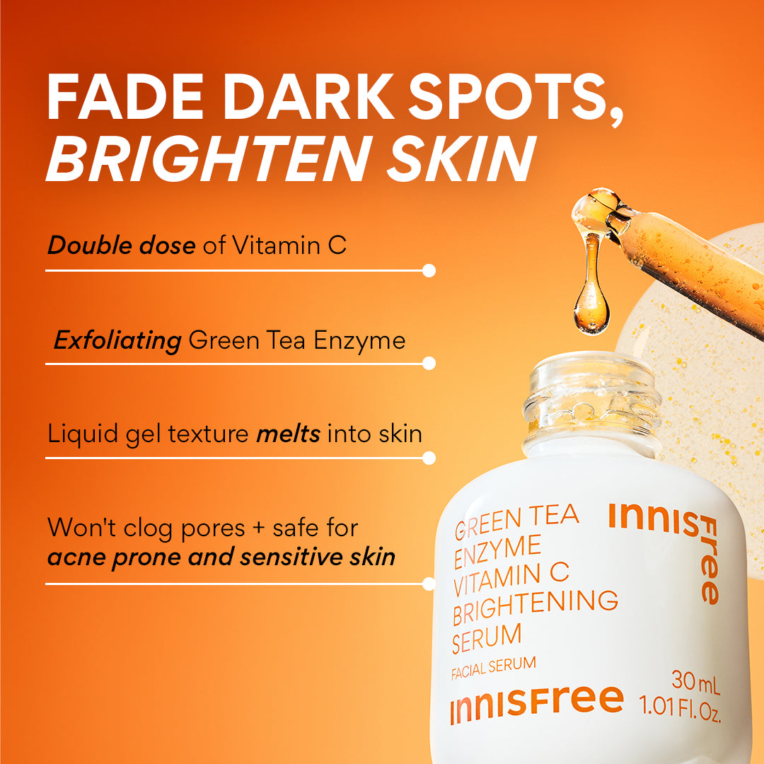 Best Green Tea Enzyme Vitamin C Brightening Serum for Glowing Skin - Anti-Aging & Dark Spot Treatment - Perfect for Morning & Night Skincare Routine