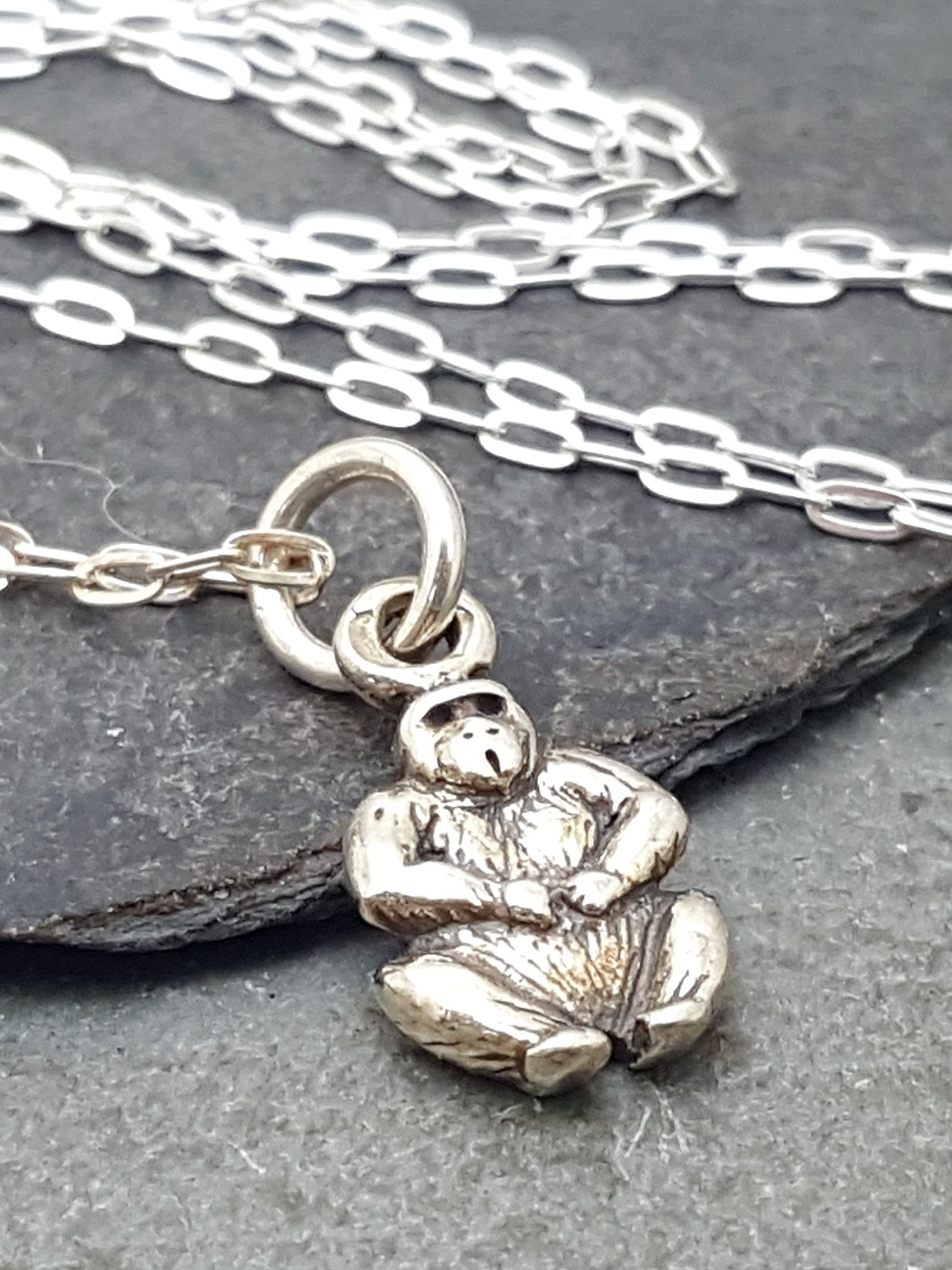 Sterling Silver Tiny Gorilla Pendant Necklace - 18 Inch Adjustable Chain, Dainty Animal Jewelry for Women - Perfect for Everyday Wear, Gifts & Special Occasions