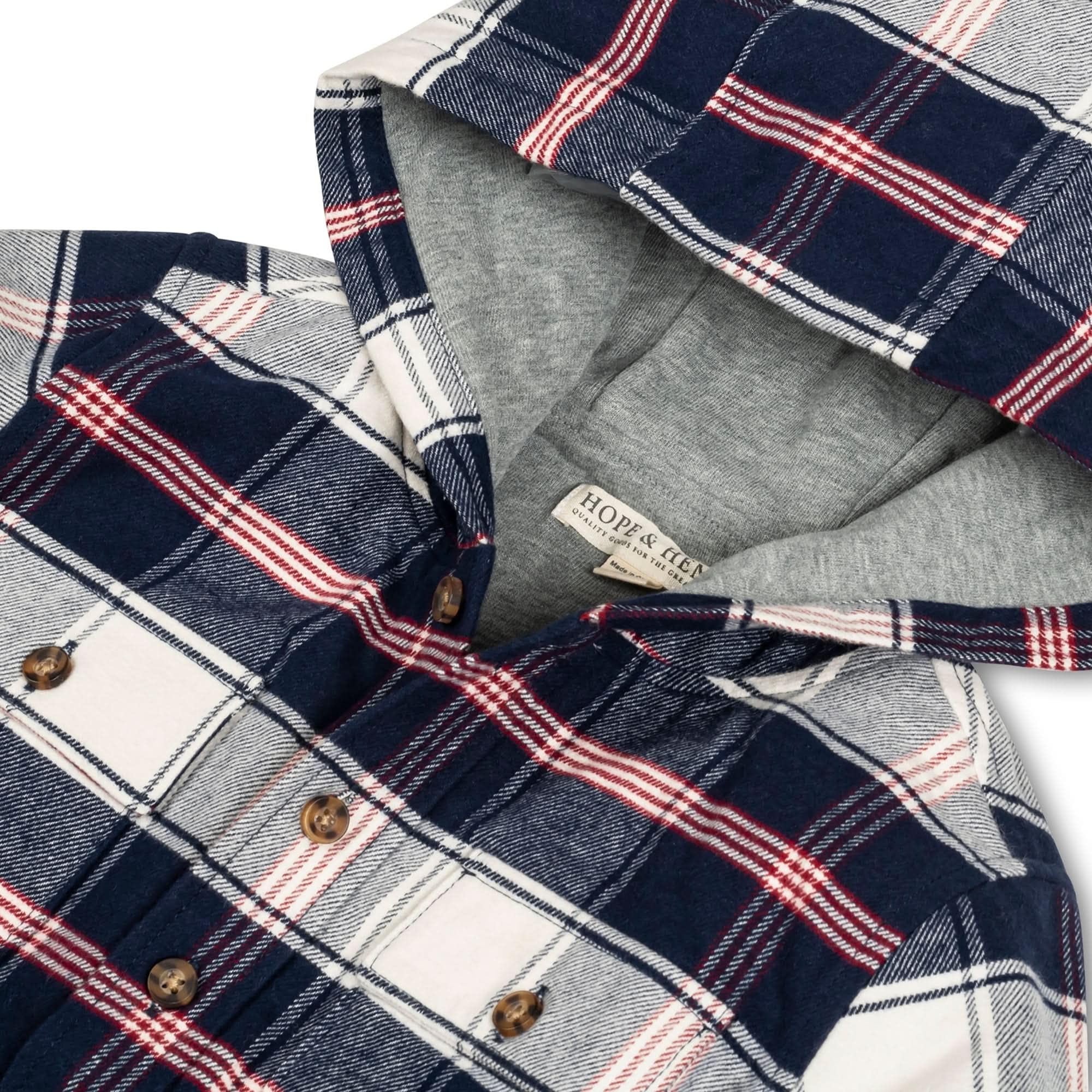 Hope & Henry Boys' Hooded Button Down Jacket with Elbow Patches - Stylish Kids Outerwear for School, Playdates & Outdoor Adventures