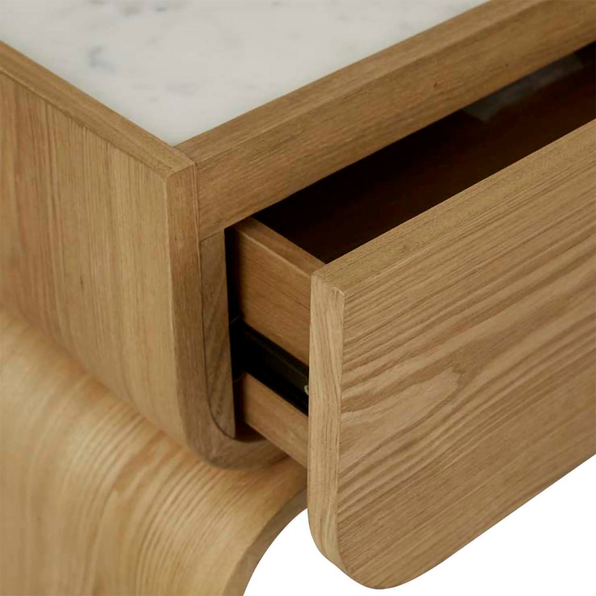 Artie Arc Marble Bedside Table - Modern Nightstand with Marble Top & Wooden Legs for Bedroom, Living Room, or Office - Perfect for Storing Books, Lamps & Bedroom Essentials
