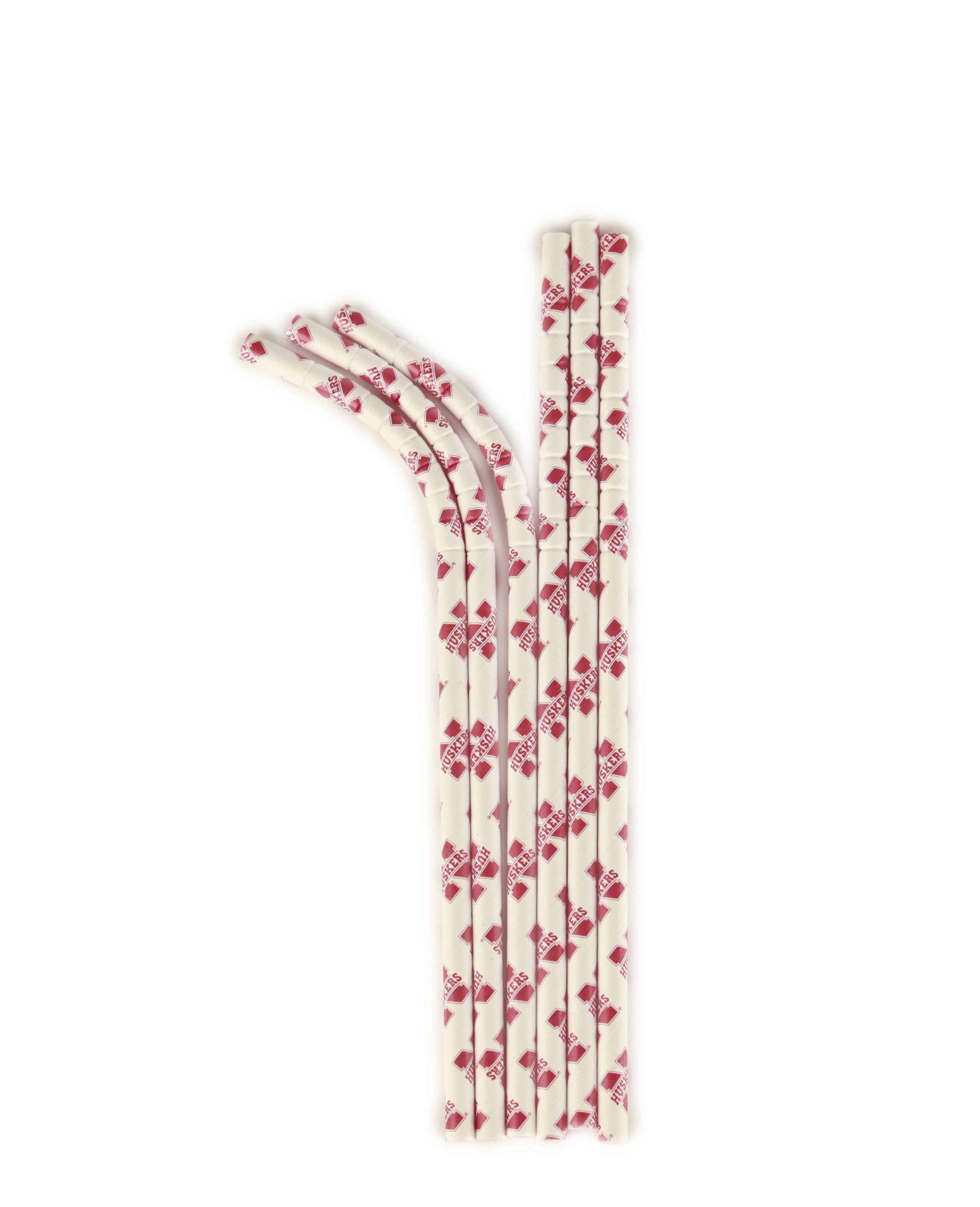 Nebraska Cornhuskers Paper Drinking Straws - 24 Pack | Eco-Friendly Disposable Straws for Parties, Tailgates & Home Use