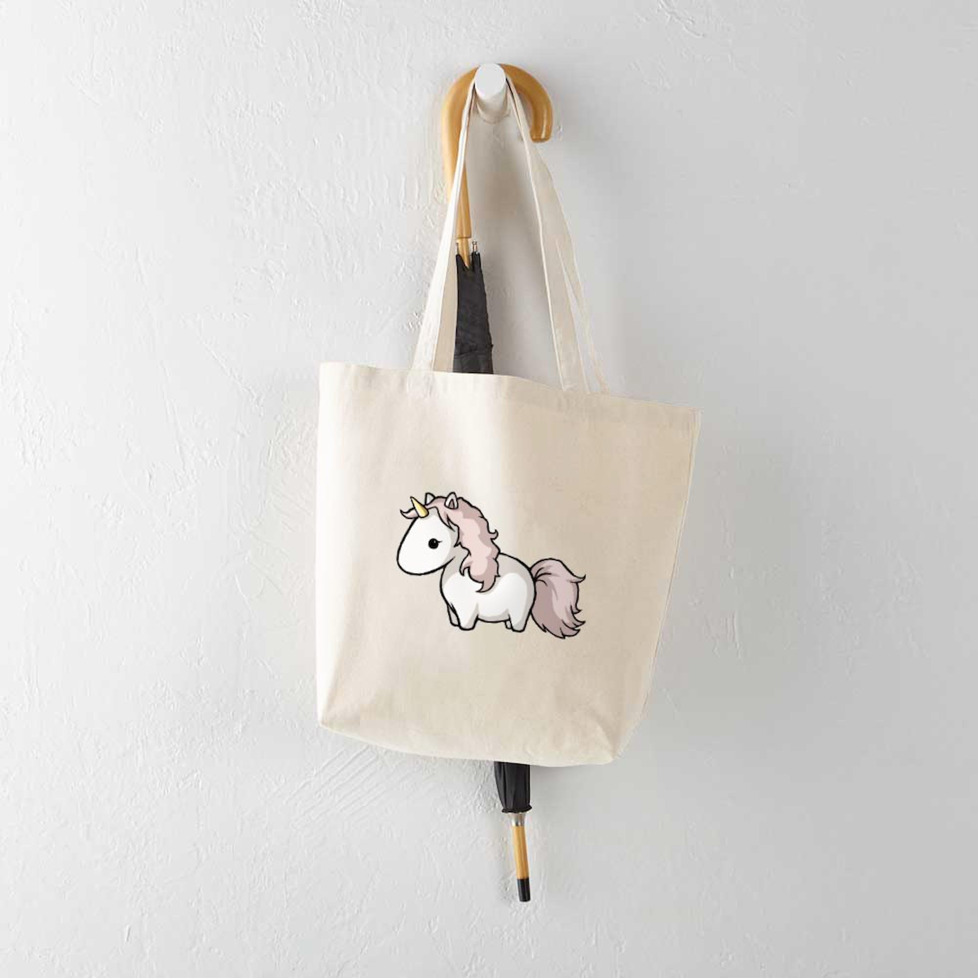 Pink Unicorn Tote Bag - Natural Canvas Reusable Shopping Bag for Women | Eco-Friendly Grocery Bag, Beach Tote & Everyday Carry