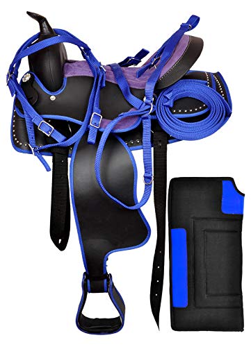 Premium Synthetic Western Saddle SS19 - 14 to 18 Inch Comfortable Horse Saddle with Complete Tack Set | Durable Equestrian Gear for Trail Riding, Training & Ranch Work