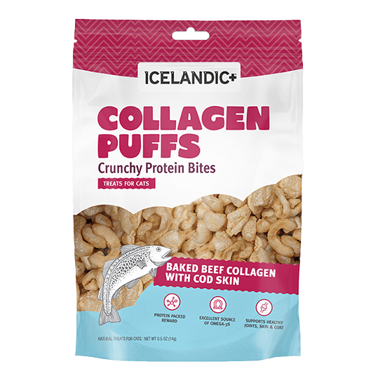 Premium Icelandic Beef Collagen Puffs with Cod Skin - Natural Cat Treats for Joint Health & Shiny Coat | Grain-Free, High-Protein Snacks for Indoor & Outdoor Cats | Perfect for Training Rewards and Bonding Time