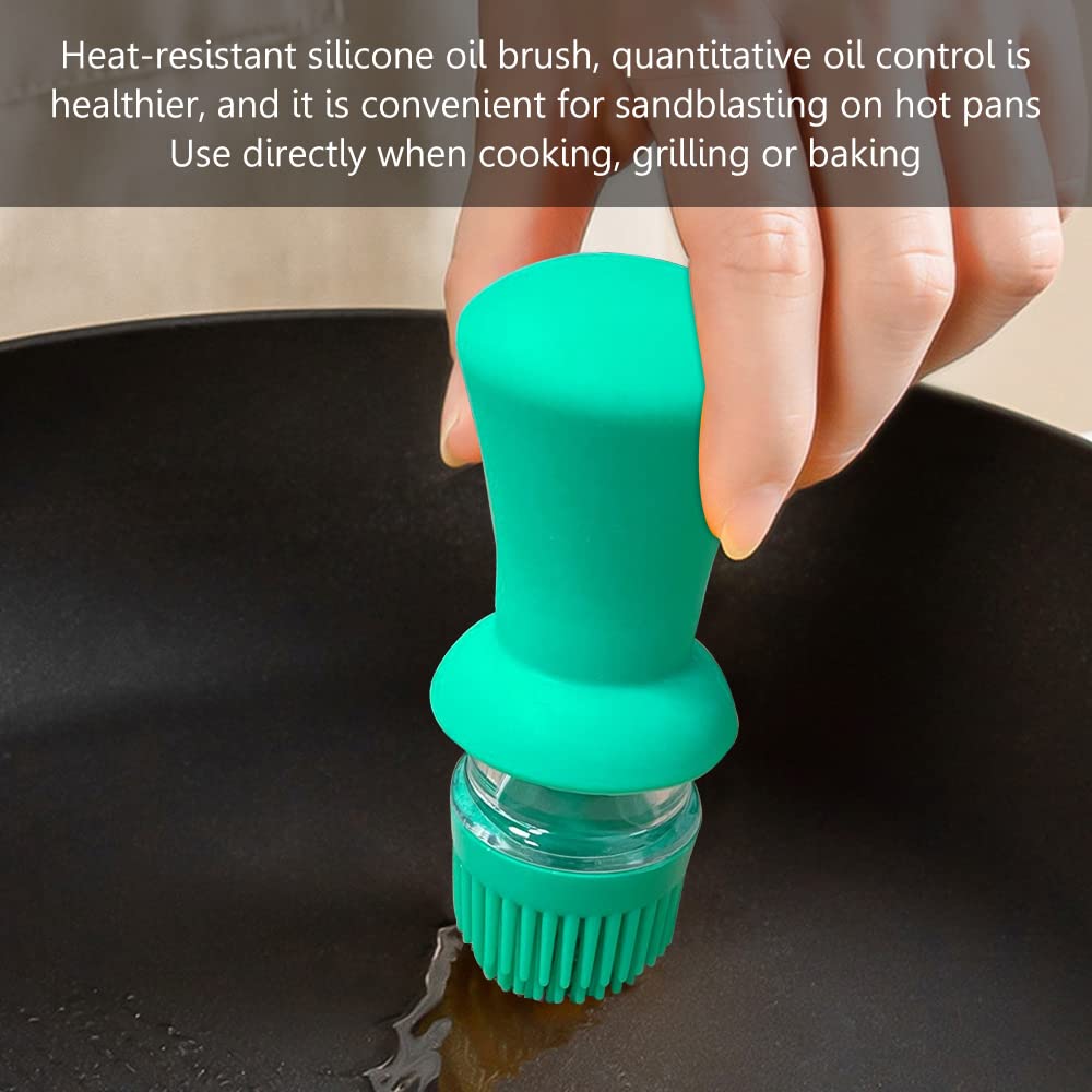 2-in-1 Oil Dispenser Bottle with Silicone Brush - Precise Measuring Glass Dropper for Kitchen, BBQ, Baking & Air Fryer - Leakproof Olive Oil Bottle (Green) - Perfect for Salad Dressing, Marinades & Cooking