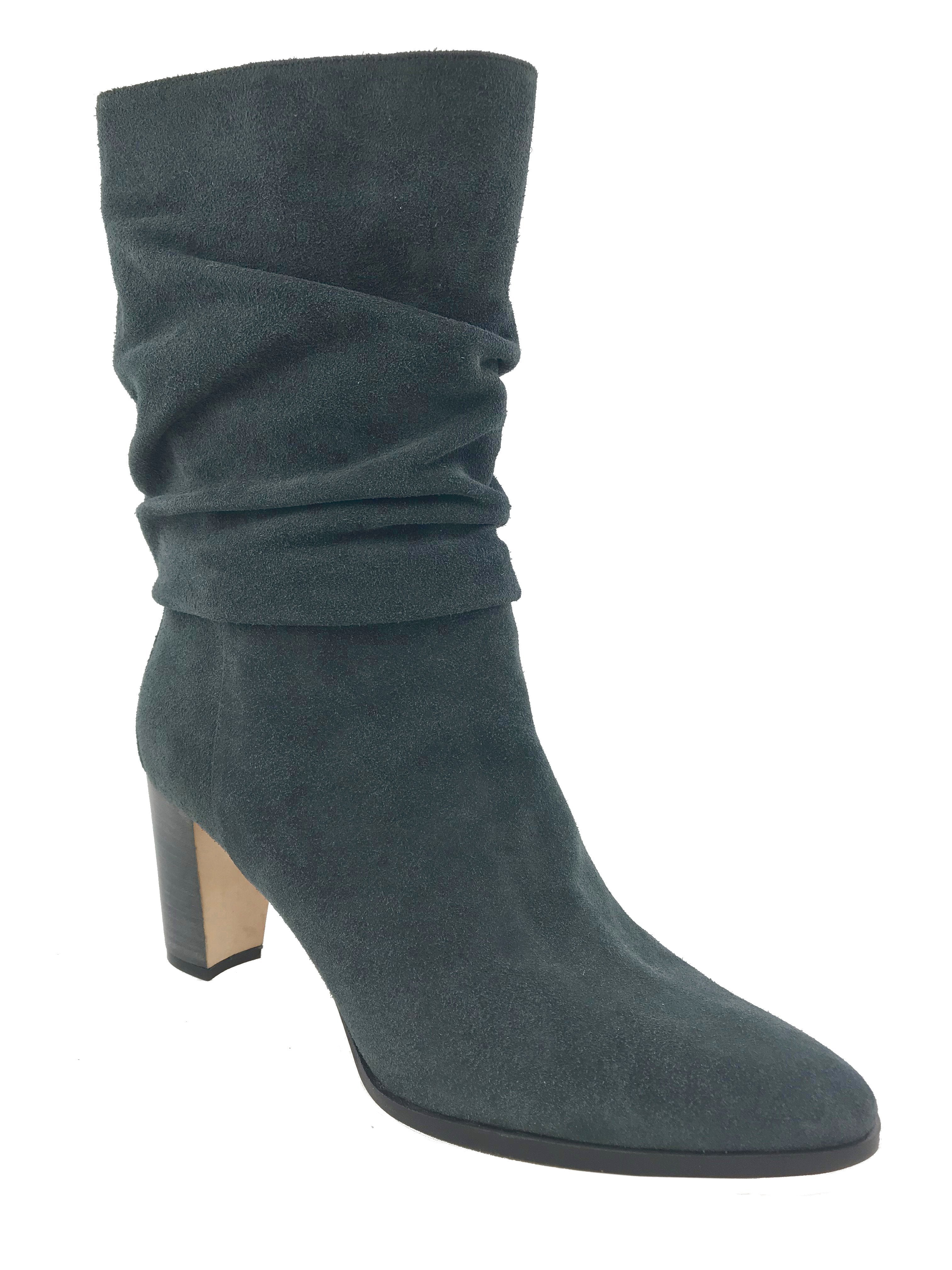 Manolo Blahnik Knight Ruched Suede Boots Women Size 9.5 - Luxury Ankle Boots for Fall Winter Fashion, Perfect for Office, Party & Night Out