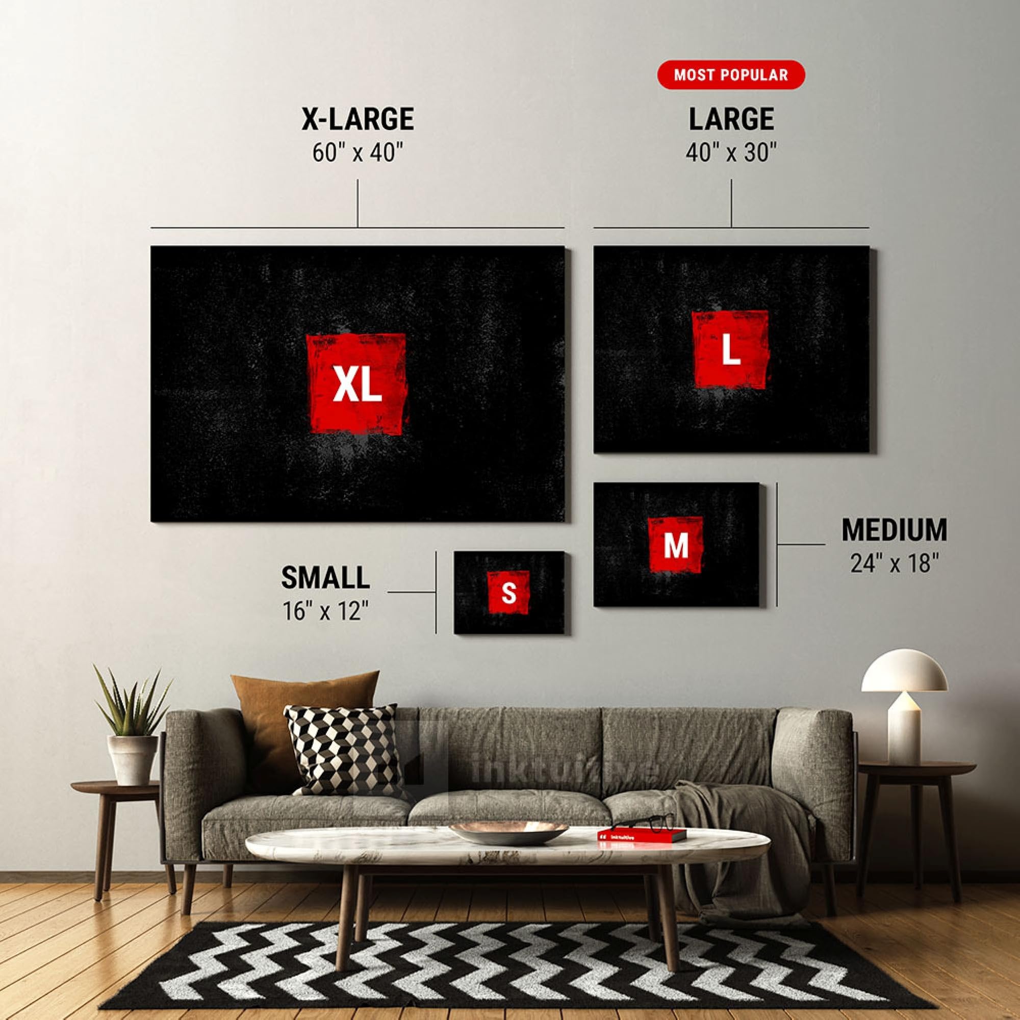 Inktuitive 'Bag It' Motivational Wall Art - Hustle Money Quote Canvas Print for Home & Office Decor - 40x30 Inches - Perfect for Living Room, Bedroom & Workspace Inspiration