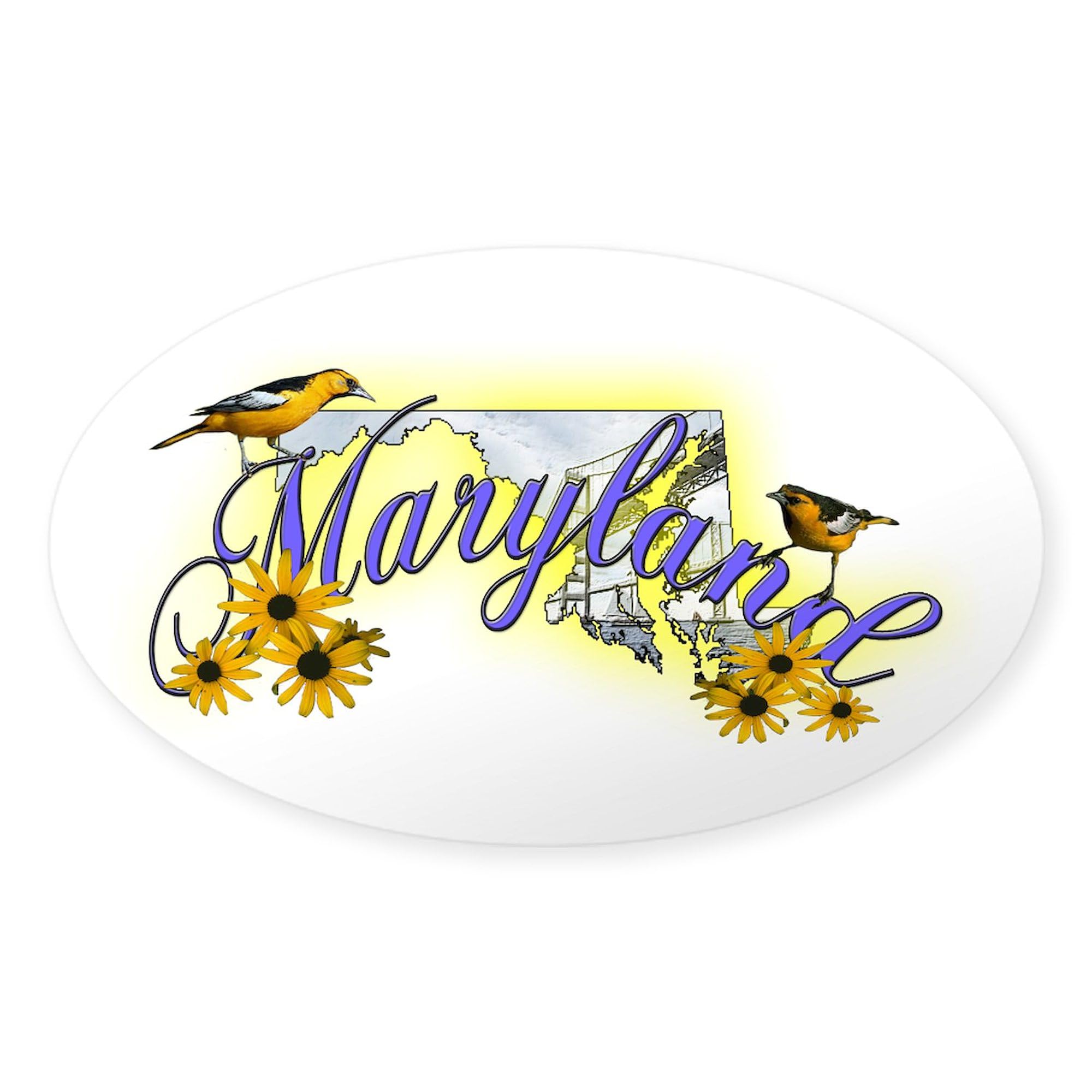 Maryland Oval Car Bumper Sticker - Decorate Your Vehicle