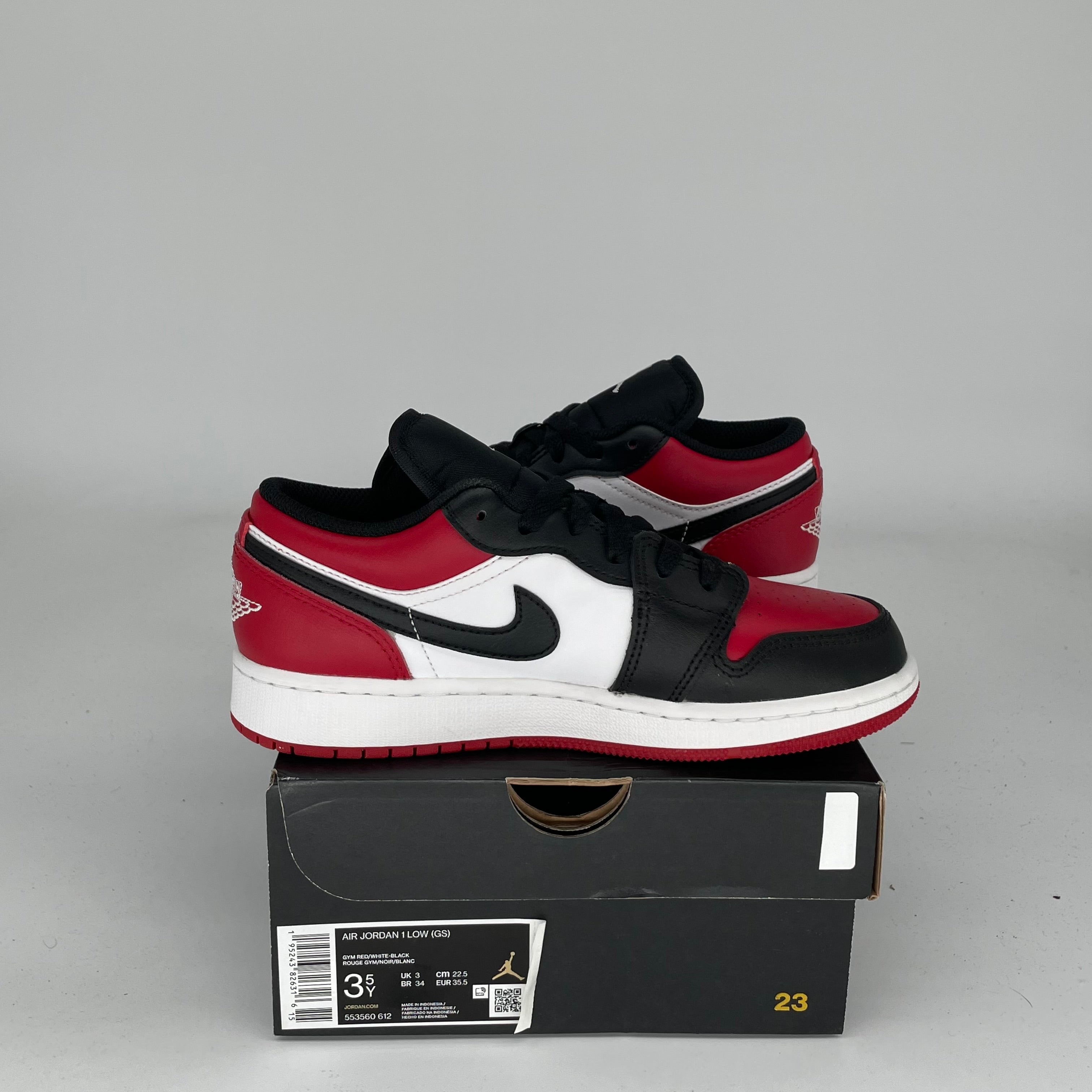 Original Air Jordan 1 Retro High OG 'Bred Toe' Basketball Shoes Size 3.5Y (553560-612) - Men's/Women's Sneakers for Sports, Streetwear & Casual Fashion