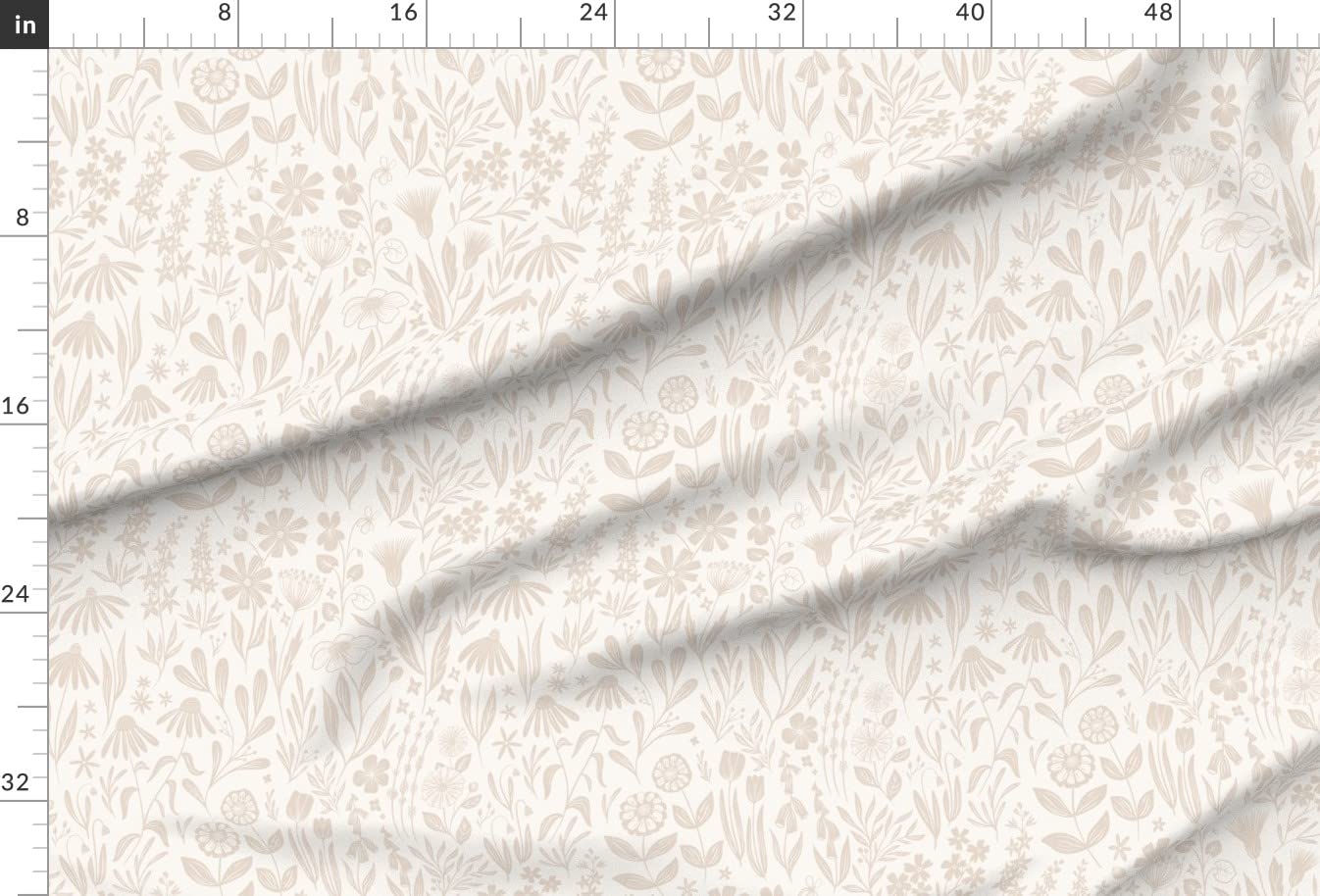 Flowers Cream Pink Nude Medium Scale Subtle Floral Wildflowers Printed Minky Fabric Fat Quarter - Soft Plush Fabric for Sewing Baby Blankets, Quilt Backing & DIY Projects - Perfect for Nursery Decor, Gift Making & Home Crafts