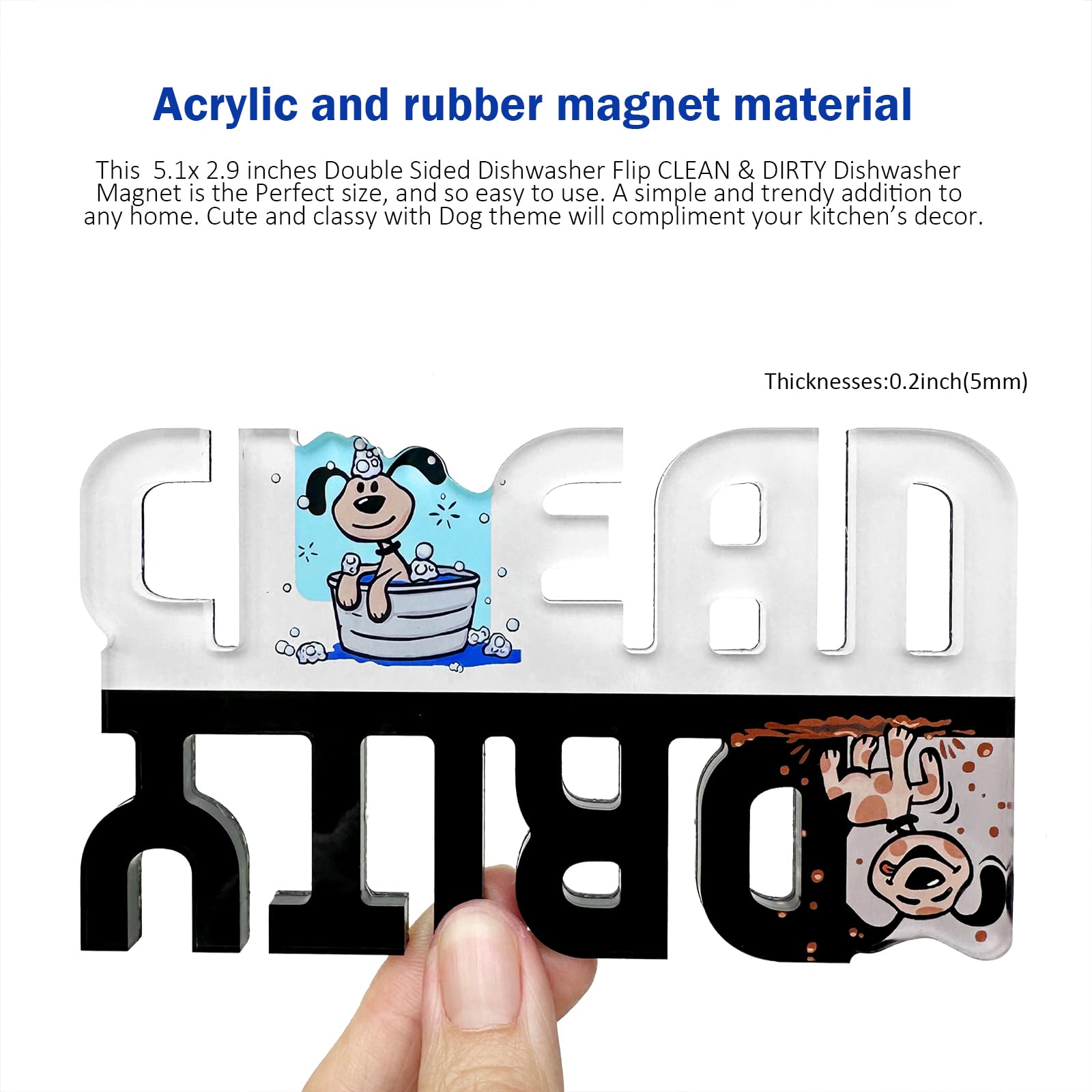 Double-Sided Dishwasher Magnet - Dog Themed Clean/Dirty Sign for Kitchen, Waterproof Flip Indicator for Dishwashers - Perfect for Pet Lovers & Organized Homes