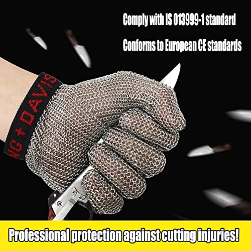 Cut Resistant Stainless Steel Gloves for Work - Chainmail Safety Gloves for Cutting, Slicing & Handling Sharp Objects - Ambidextrous Fit (Size S) - Ideal for Butchers, Chefs, Construction & Industrial Workers