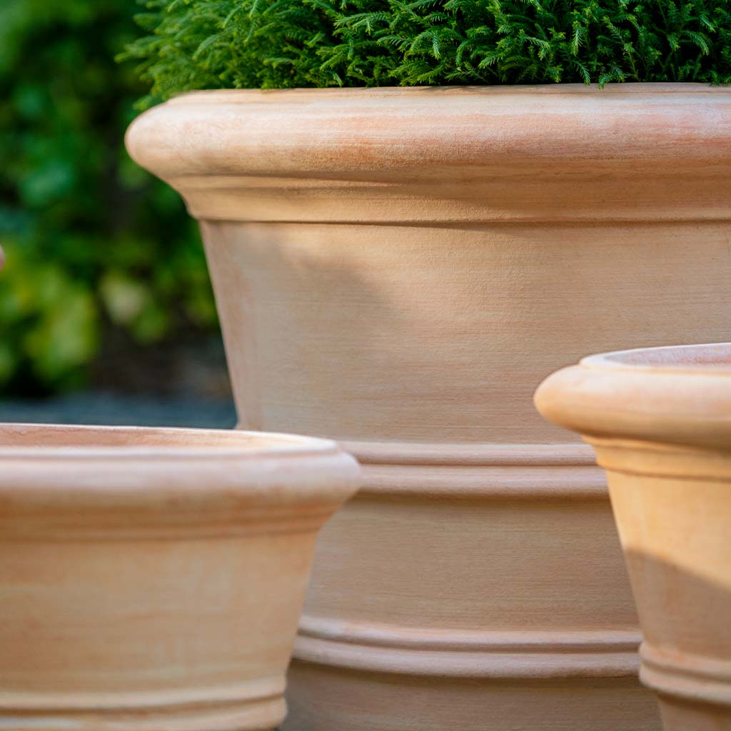 Campania International Classic Double Rolled Rim 20.5 Inch Terra Cotta Flower Pots - Set of 2 for Indoor/Outdoor Garden Decor and Patio Planters