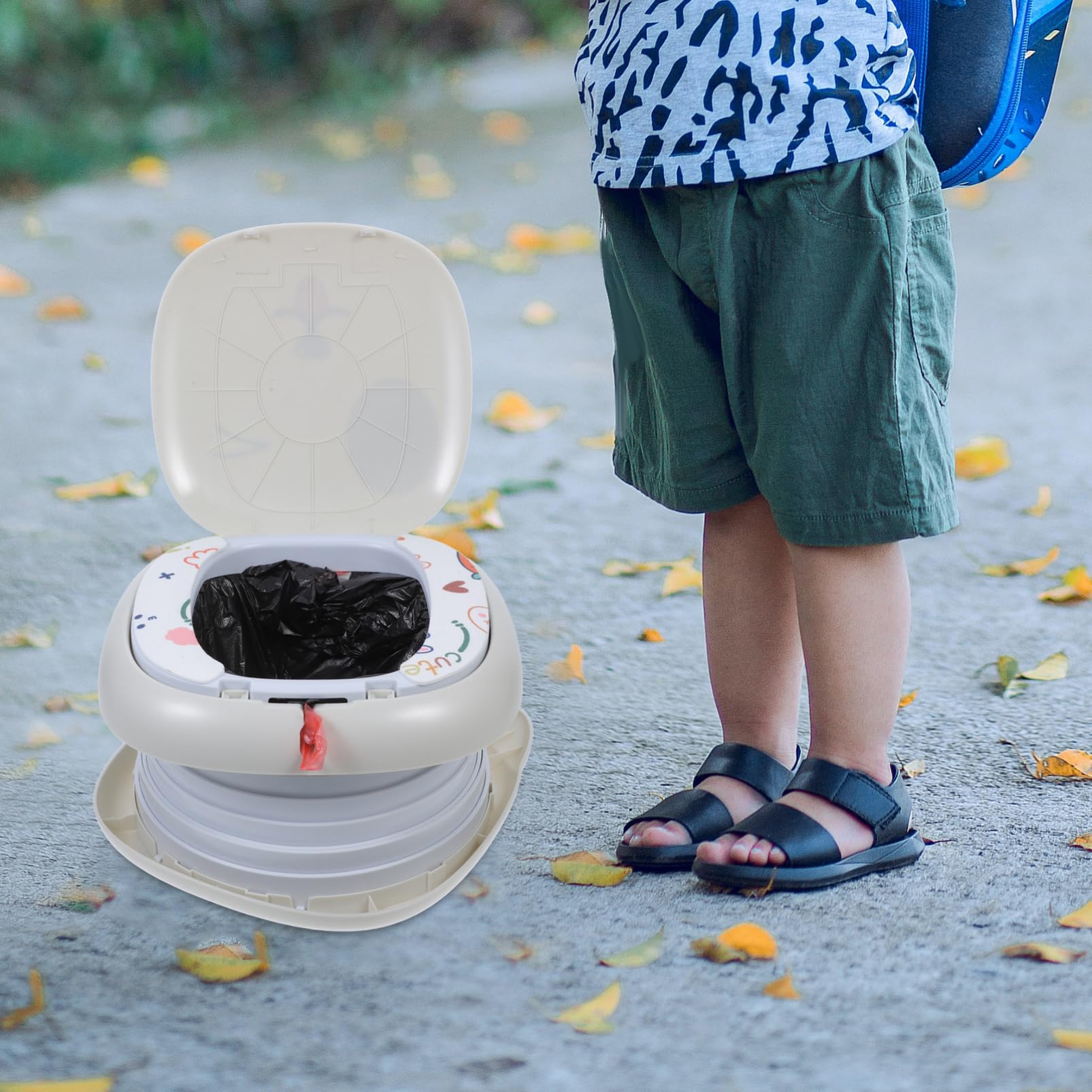 BIUDECO Portable Kids Potty Training Toilet - Light Grey Plastic Travel Potty for Toddlers - Perfect for Home, Travel, and Outdoor Use