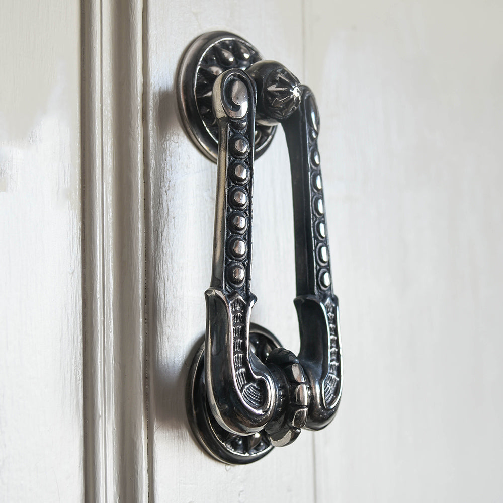 Vintage Aged Nickel Regency Style Door Knocker - Classic Elegant Front Door Hardware for Victorian & Traditional Homes - Perfect for Entryway Decor & First Impressions