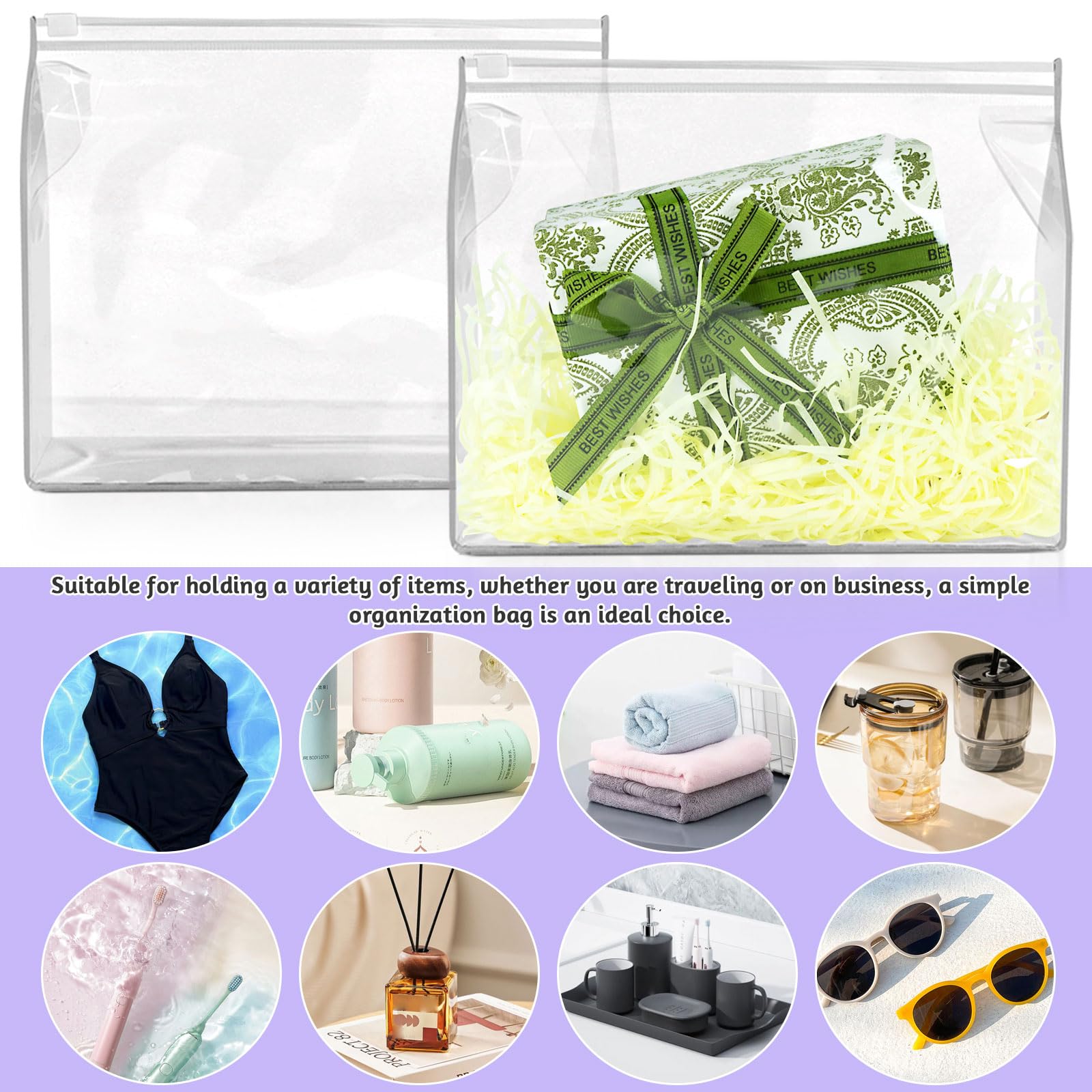 BadenBach 24 Pack Large Clear Makeup Bags 9.8