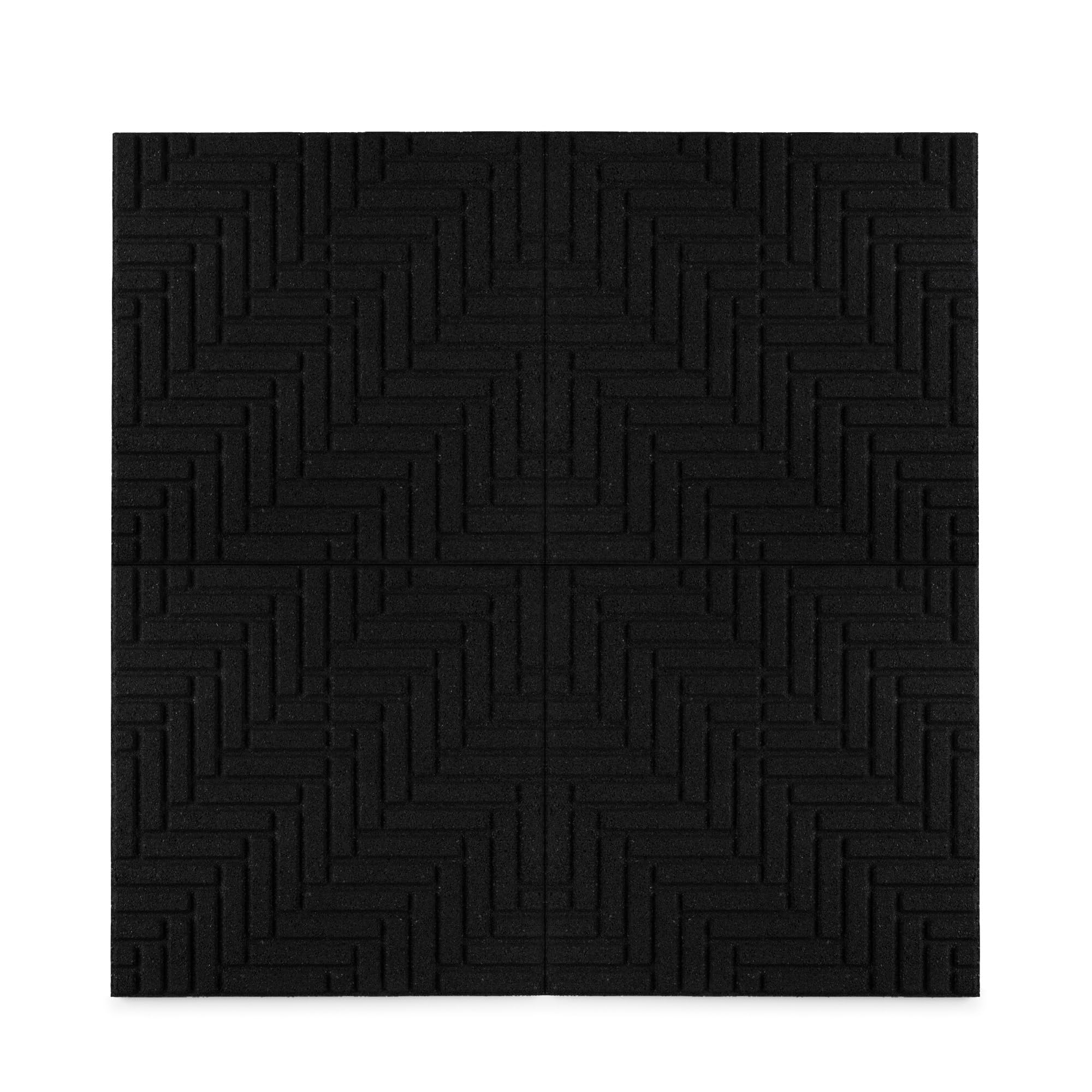 Playsafer Herringbone Rubber Interlocking Tiles - 16x16 Inches, Easy Installation for Indoor & Outdoor Use (Black, 20 Tiles) - Perfect for Playrooms, Gyms, and Patio Flooring