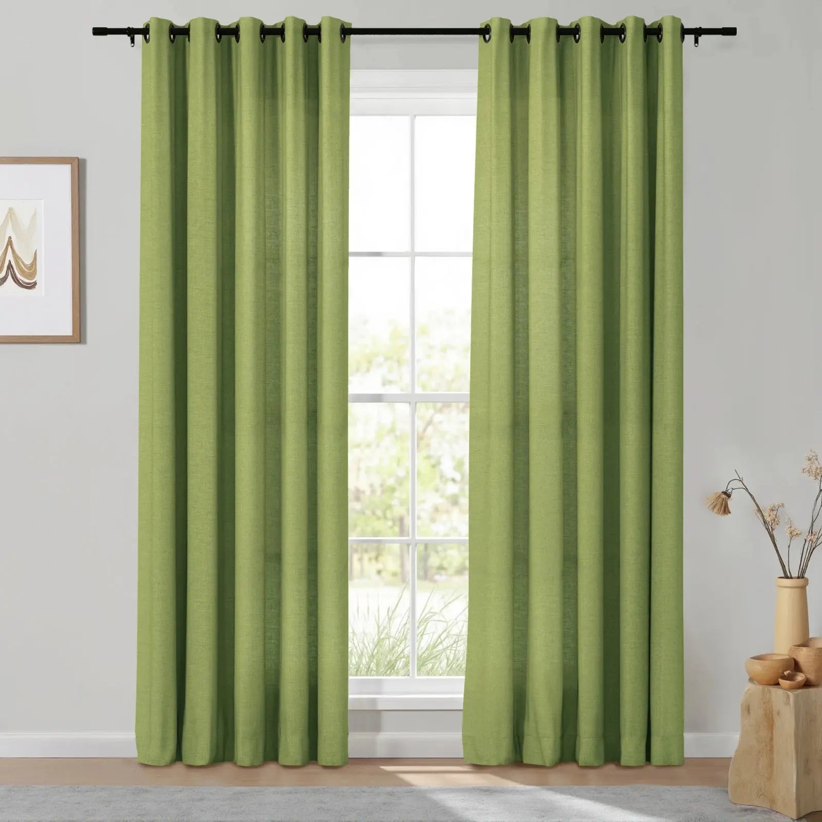 Isabella Heavyweight Cotton Grommet Curtains - Blackout Drapes for Living Room & Bedroom - Noise Reducing Thermal Insulated Window Panels (Set of 2)