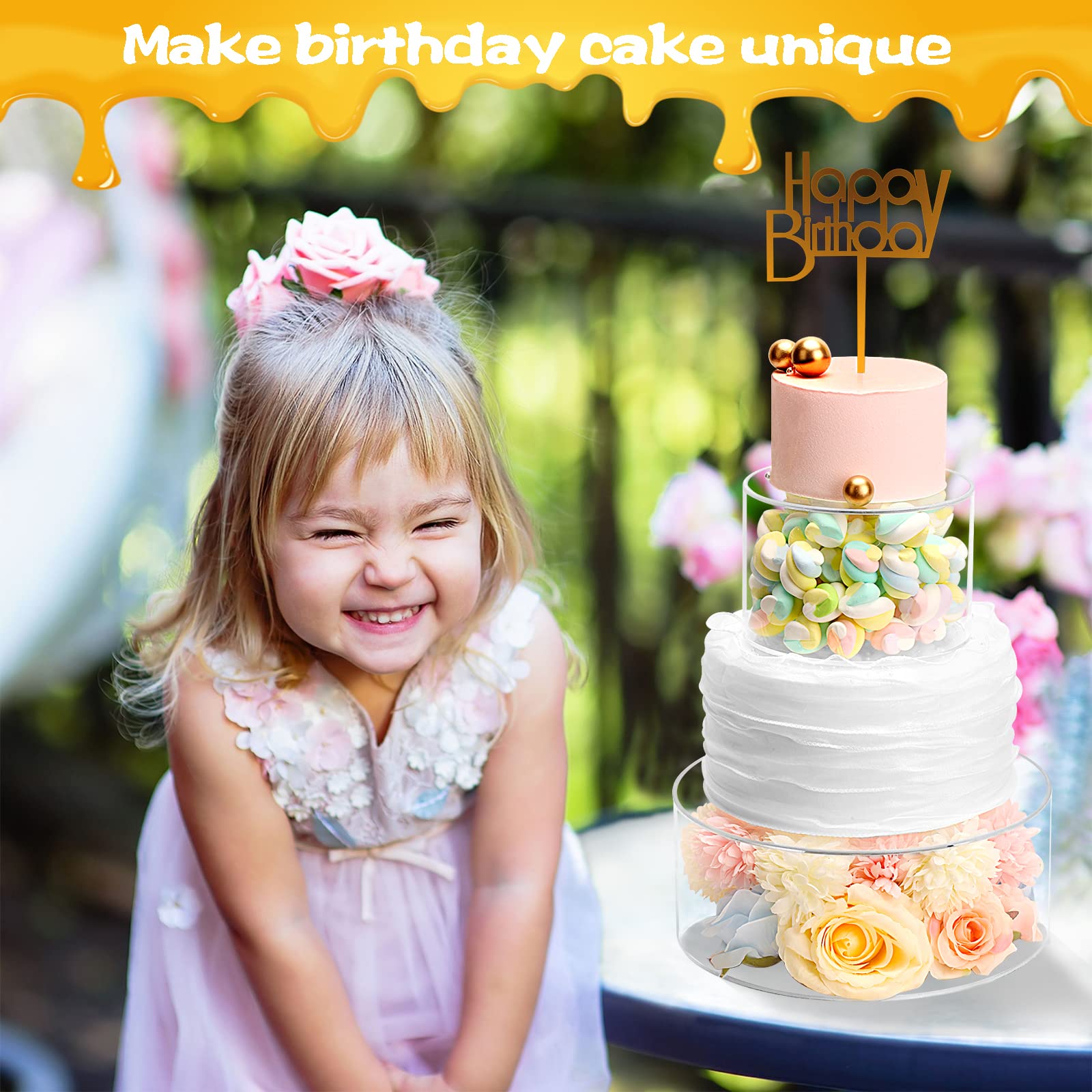 Choowin 2-Pack Clear Acrylic Fillable Floating Cake Stand Set - 10 inch & 6 inch Round Cake Risers for Wedding, Birthday Party Dessert Display | Perfect for Multi-Tier Cakes, Cupcakes & Pastry Showcase