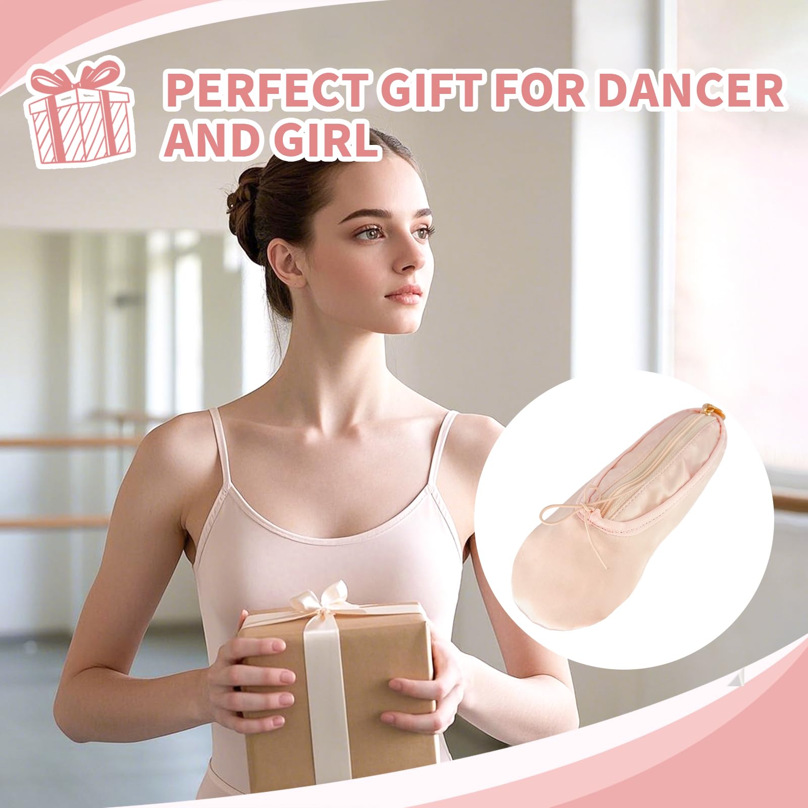 WKLOUYHE Ballet Shoe Makeup Bag - Pink Mini Dance Slipper Pouch for Dancers | Perfect Gift for Ballerinas, Dance Students & Girls | Great for Dance Classes, Travel & Cosmetics Storage
