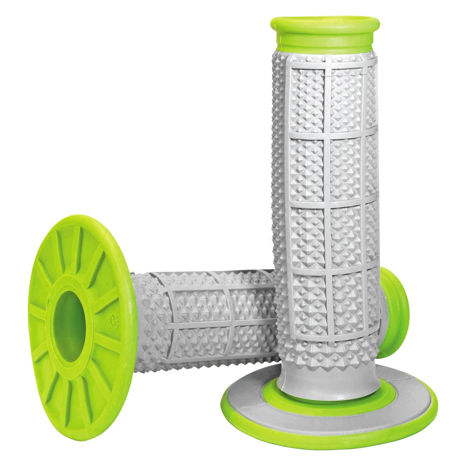 Renthal G193 Tapered/Half Waffle Motorcycle Grips - Grey/Green Dual Compound for MX & Enduro - Comfort & Control for Off-Road Riding & Racing