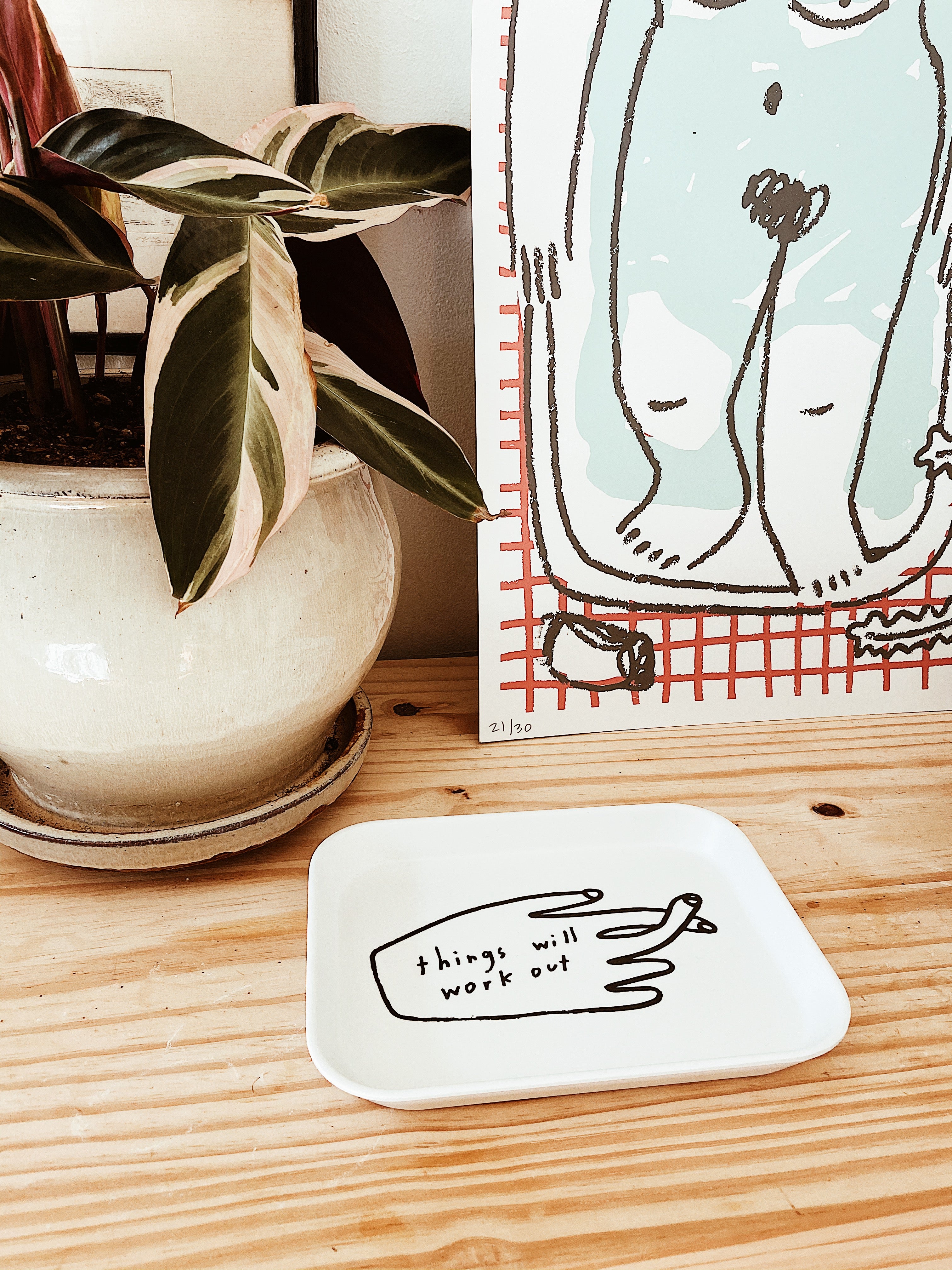 Things Will Work Out Tray - Motivational Desk Organizer for Office & Home - Perfect for Keys, Jewelry, and Small Essentials