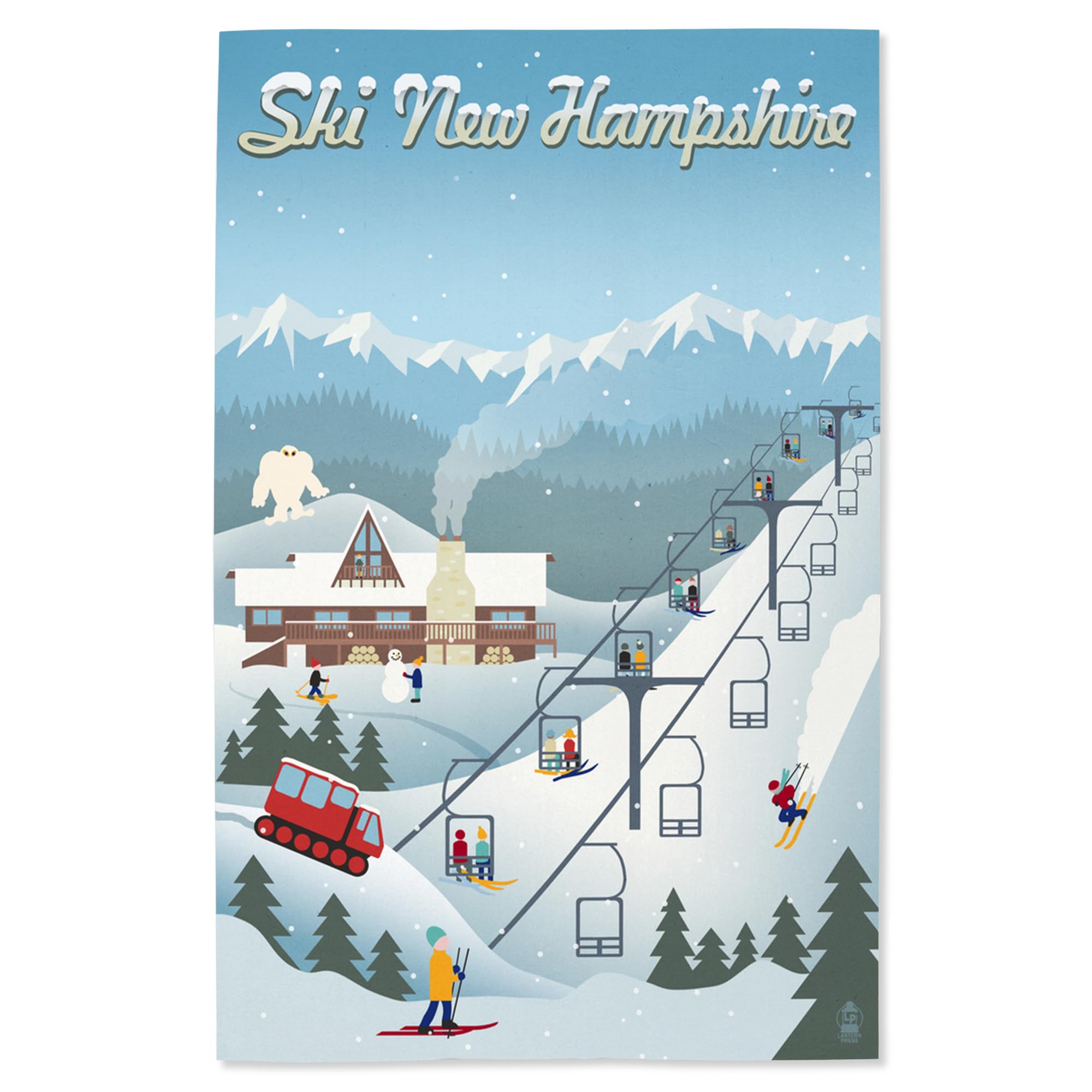 Lantern Press 16x24 Inch Giclee Print - New Hampshire Retro Ski Resort Wall Art - Perfect for Home Decor, Office & Cabin Wall Decor