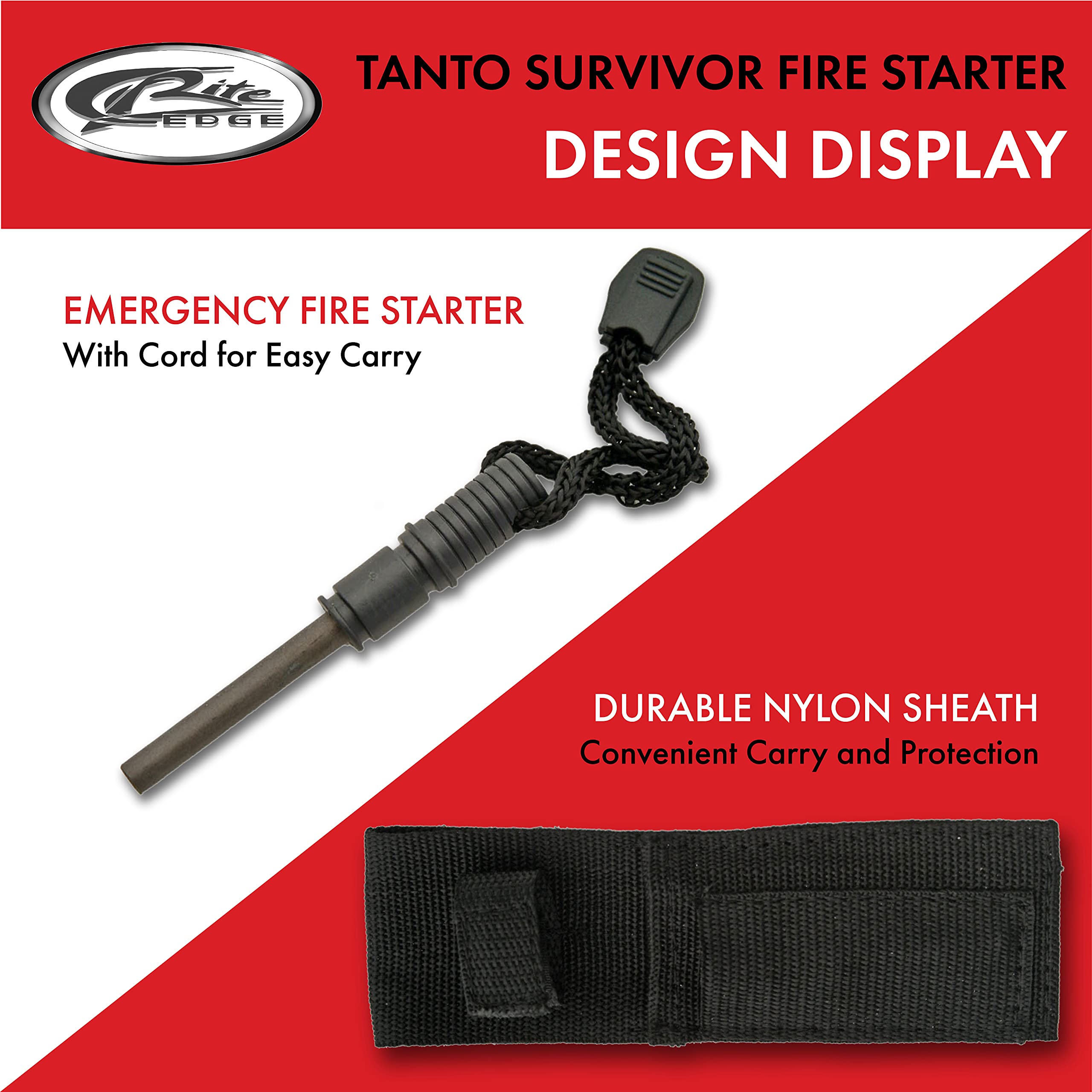 Szco Supplies Tanto Survival Knife with Fire Starter - Tactical Outdoor Camping, Hunting & Emergency Survival Tool