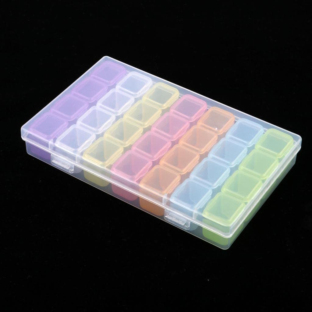 LOSA 28 Slots Nail Art Beads & Glitter Jewelry Organizer Box - Perfect for Nail Salon, DIY Crafts, and Jewelry Storage Display