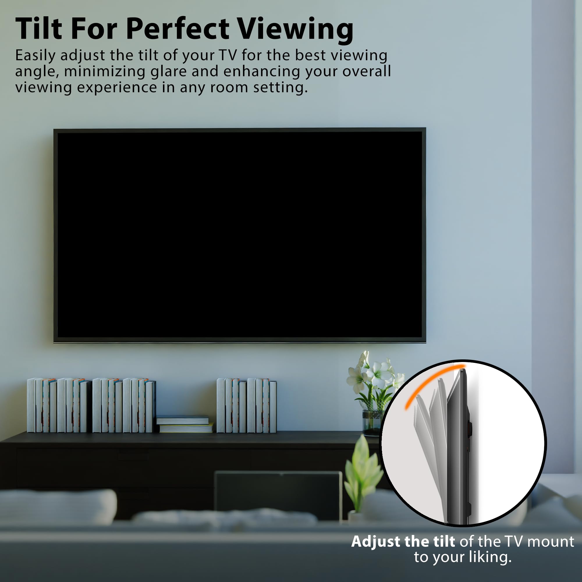 ZENO TV Wall Mount Bracket for 26-55 inch Screens - Adjustable Tilt TV Mount with Spirit Level, Max 50kg Capacity & 400x400mm VESA - Easy Installation for Living Room, Bedroom or Office