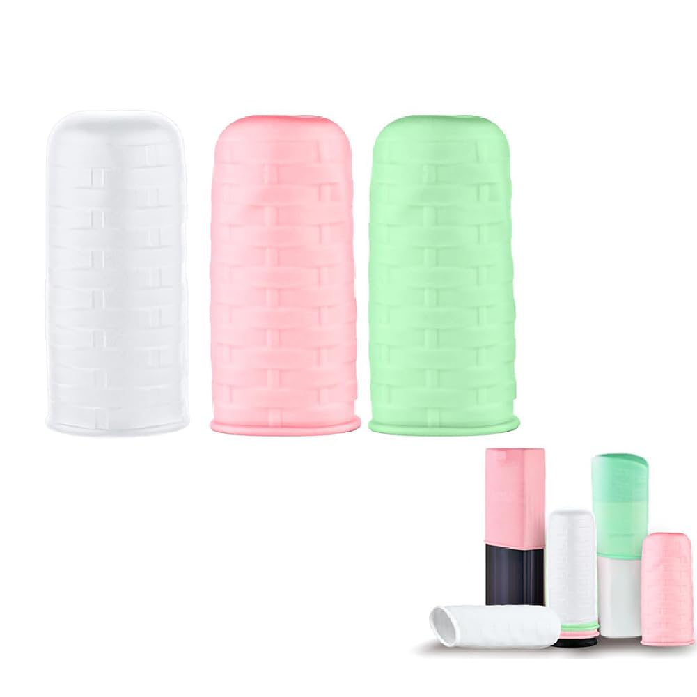 Astonandia 3 Pack Silicone Travel Bottle Covers - 100ml Leakproof Reusable Toiletry Sleeves for Shampoo, Lotion & Cosmetics (Multicolor) - Perfect for Airplane Carry-On, Gym Bag & Vacation Packing