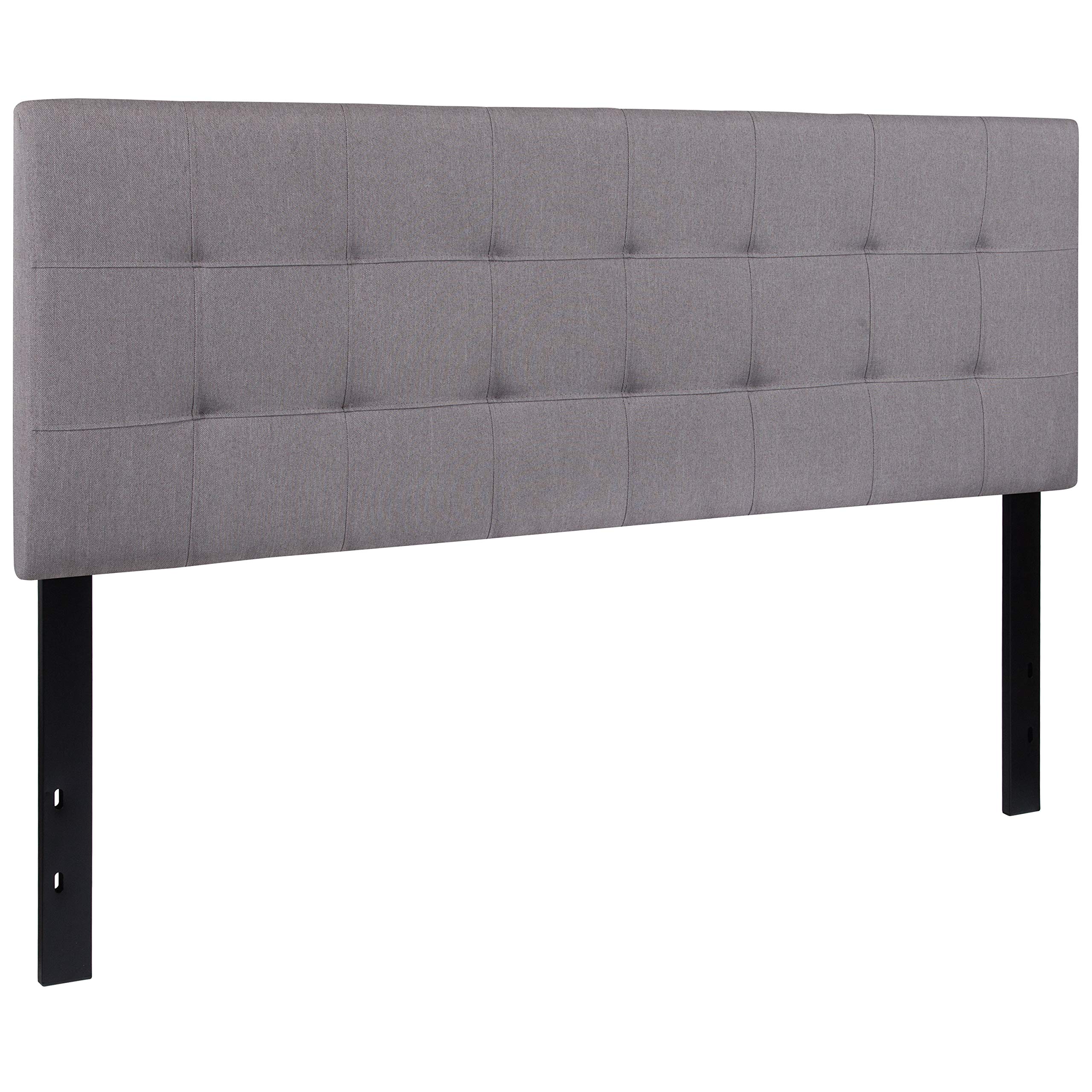Quilted Tufted Queen Size Headboard - Light Gray Upholstered Fabric for Bedroom Decor | Elegant Bed Frame Accent for Master & Guest Rooms