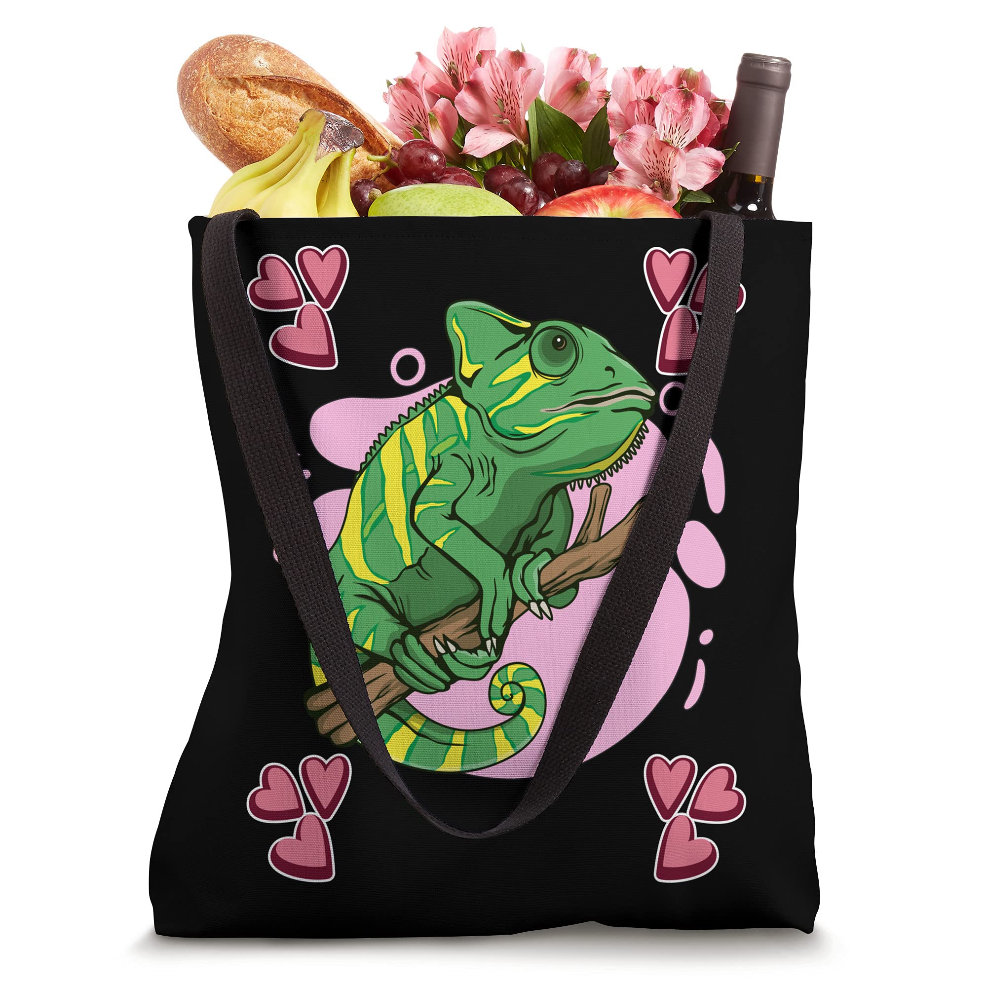 Chameleon Heart Design Tote Bag - Stylish Reptile Lover Gift for Women & Men - Perfect for Shopping, Beach, Work & Travel