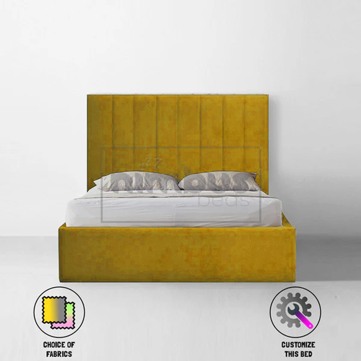 Vertical Panel Bed Frame - Modern Queen Size Bed with Sturdy Metal Frame & Easy Assembly - Perfect for Small Spaces, Apartments & Guest Rooms