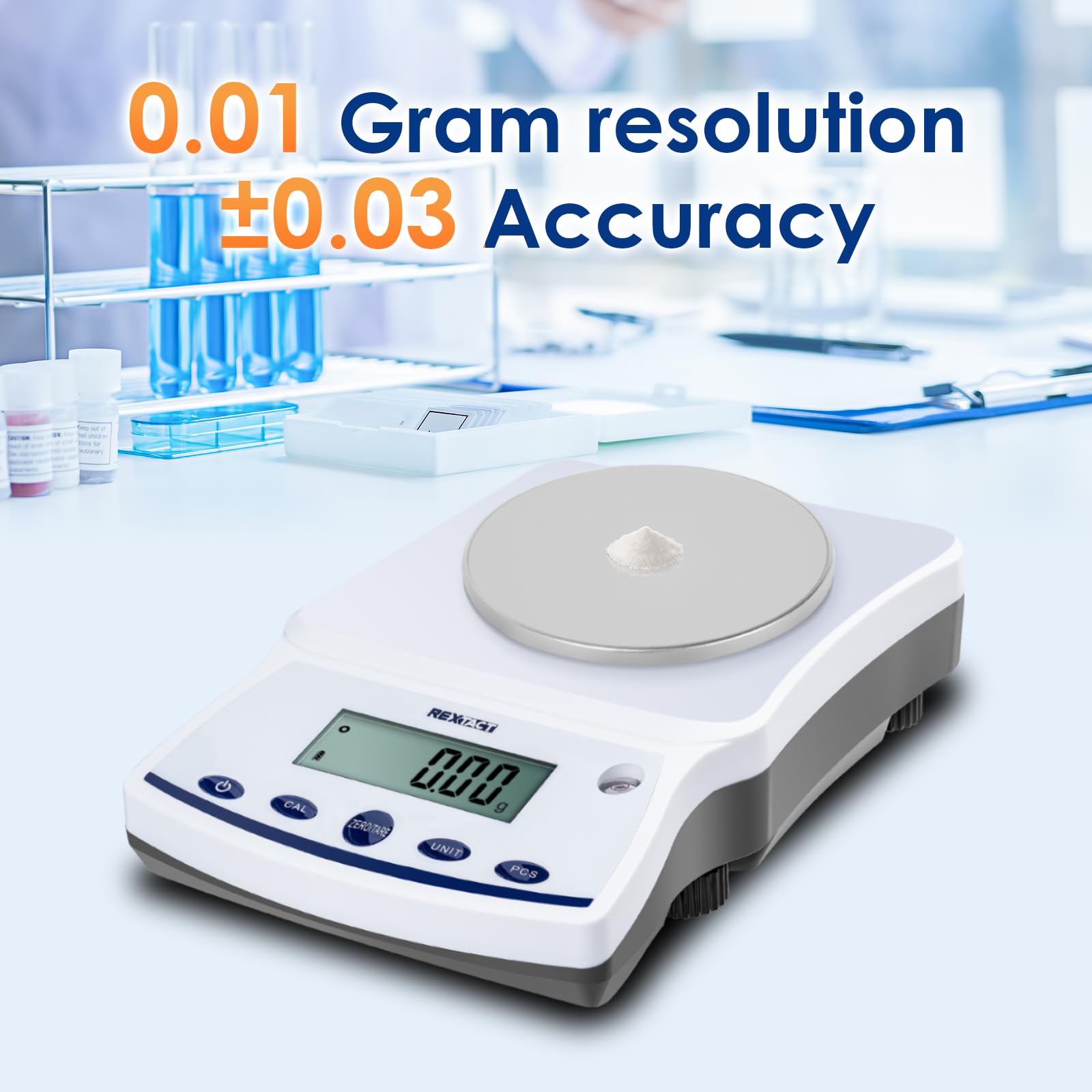 High Precision Digital Scale 0.01g x 3000g - Laboratory Analytical Balance with 0.01g Accuracy for Jewelry, Pharmacy, Chemistry & Industrial Use - Perfect for Scientific Research, Gem Weighing & Precise Measurements